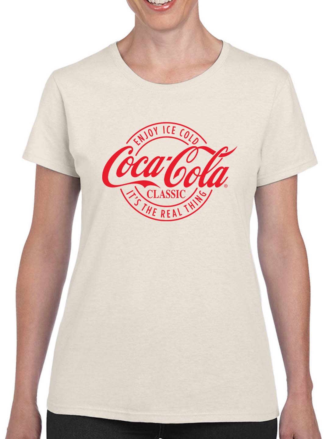 Officially Licensed Coca-Cola The Real Thing Classic Logo Women's T-shirt - Picture 8 of 9