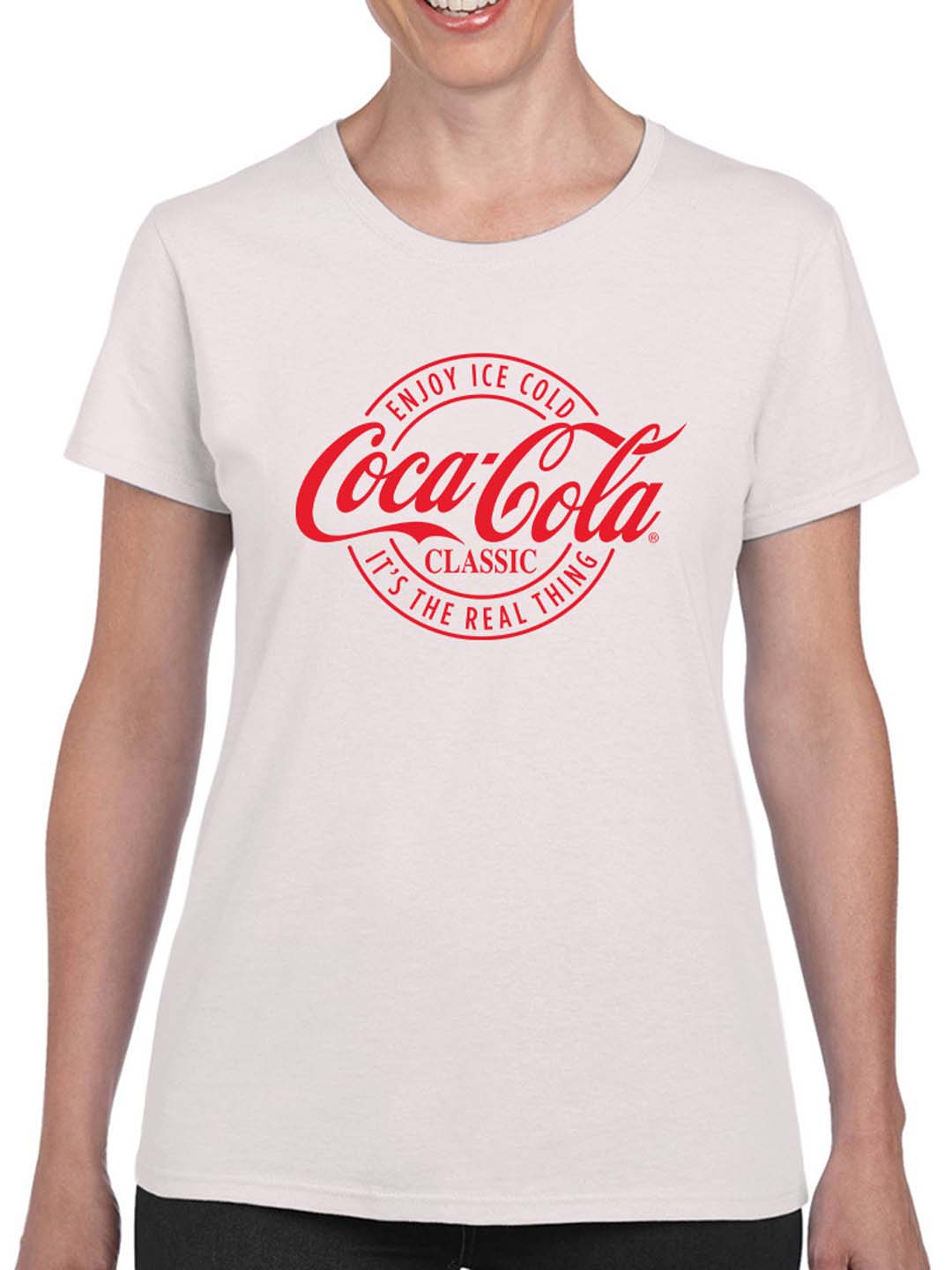 Officially Licensed Coca-Cola The Real Thing Classic Logo Women's T-shirt - Picture 5 of 9