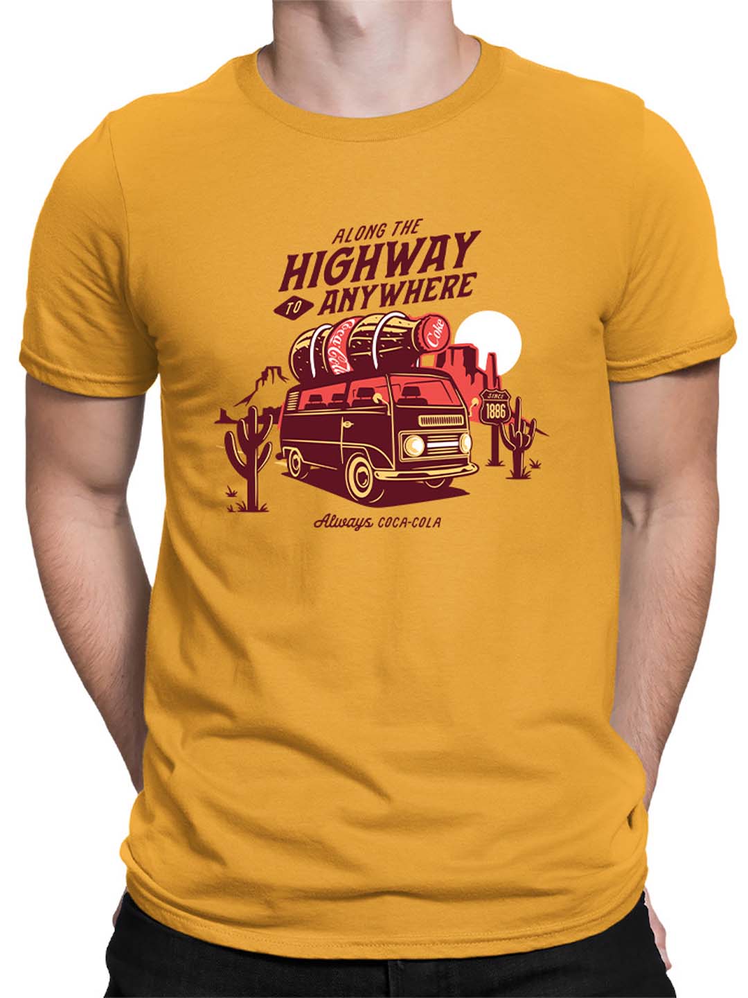 Camiseta clásica para hombre Coca-Cola Highway Adventure Van Desert con licencia oficial - Imagen 8 de 9