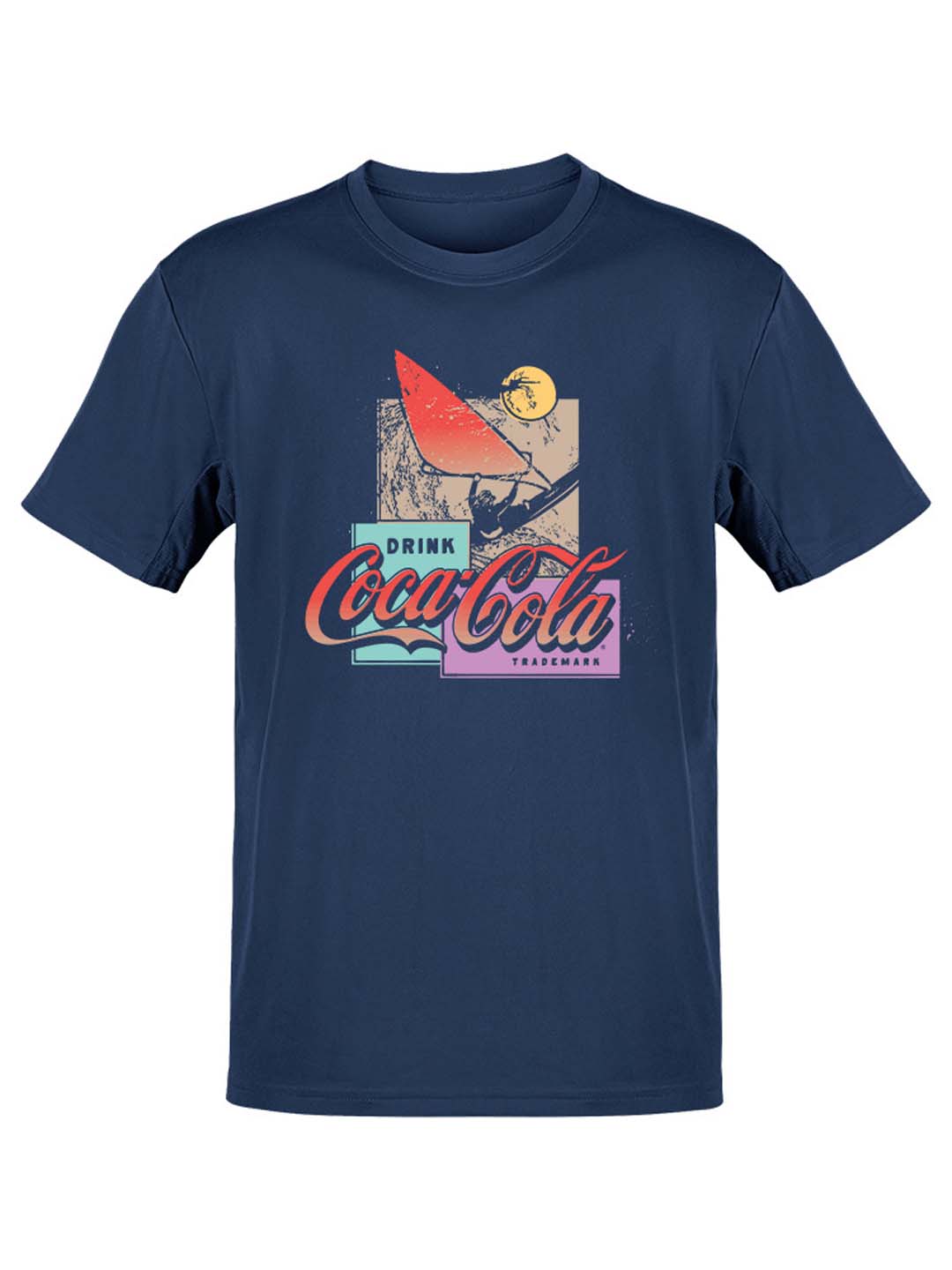 Officially Licensed Coca-Cola Windsurfing Sunset Retro Graphic Men's T-shirt - Picture 4 of 6