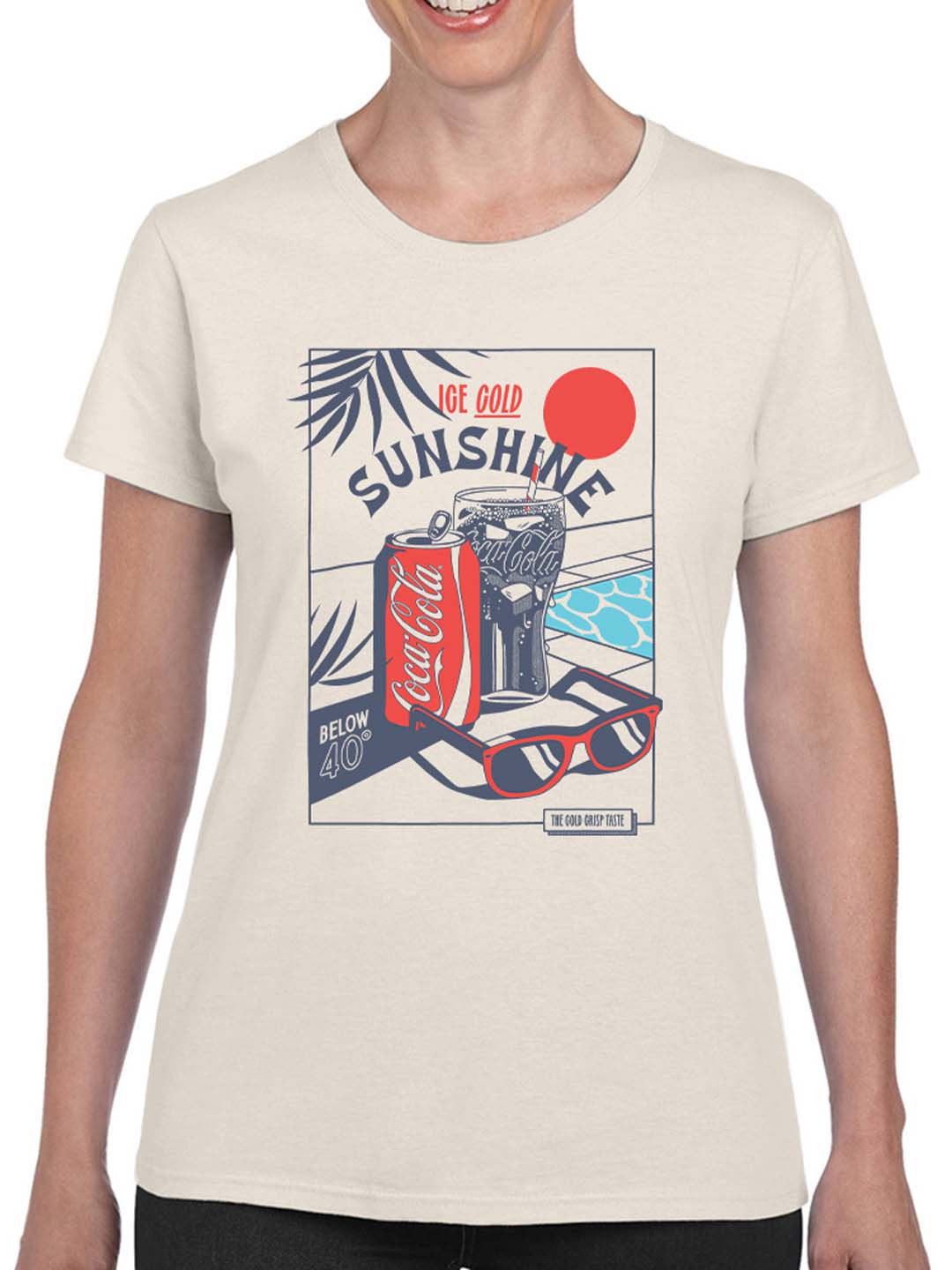 Officially Licensed Coca-Cola Ice Cold Sunshine Poolside Graphic Women's T-shirt - Picture 5 of 6