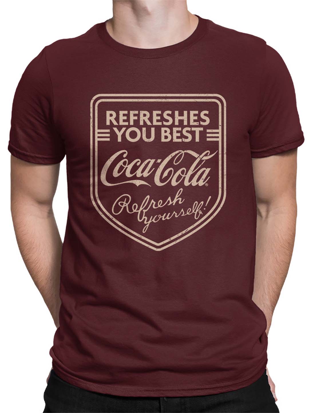 Officially Licensed Coca-Cola Coke Refreshes You Best Shield Logo Men's T-shirt - Picture 5 of 6