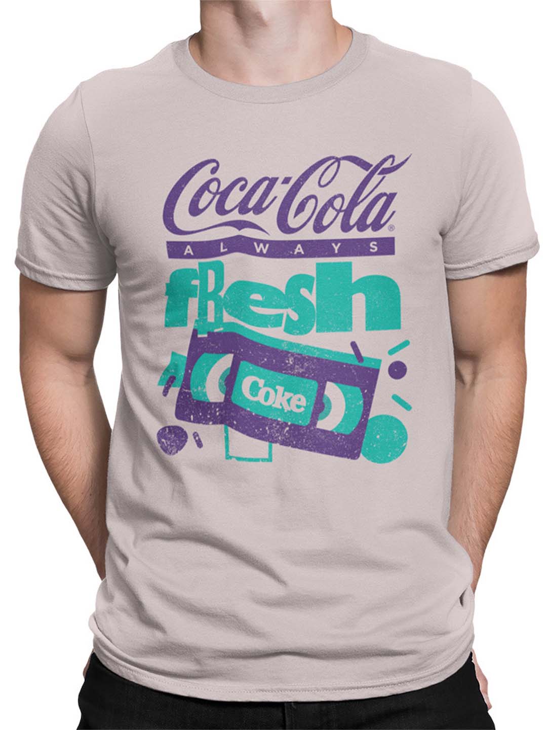 Offiziell lizenziertes Coca-Cola Fresh Coke Retro VHS 90s Vintage Herren T-Shirt - Bild 5 von 9