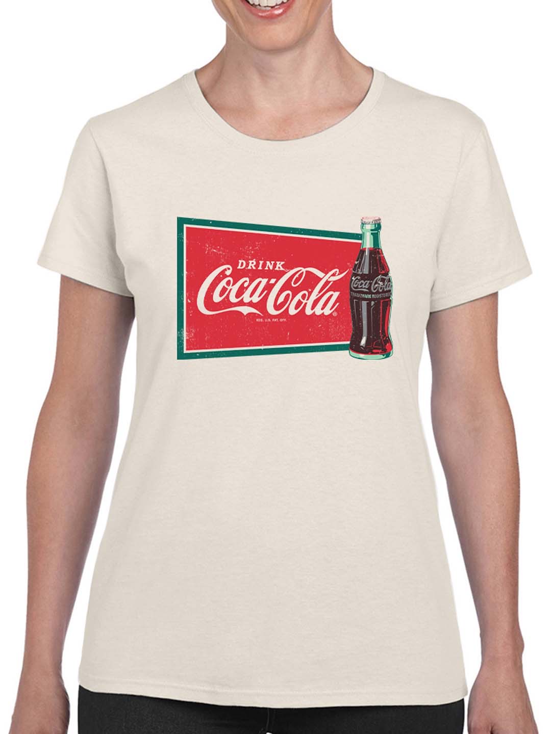 Offiziell lizenziertes Coca-Cola Vintage Flasche & Schild Retro Damen T-Shirt - Bild 5 von 6