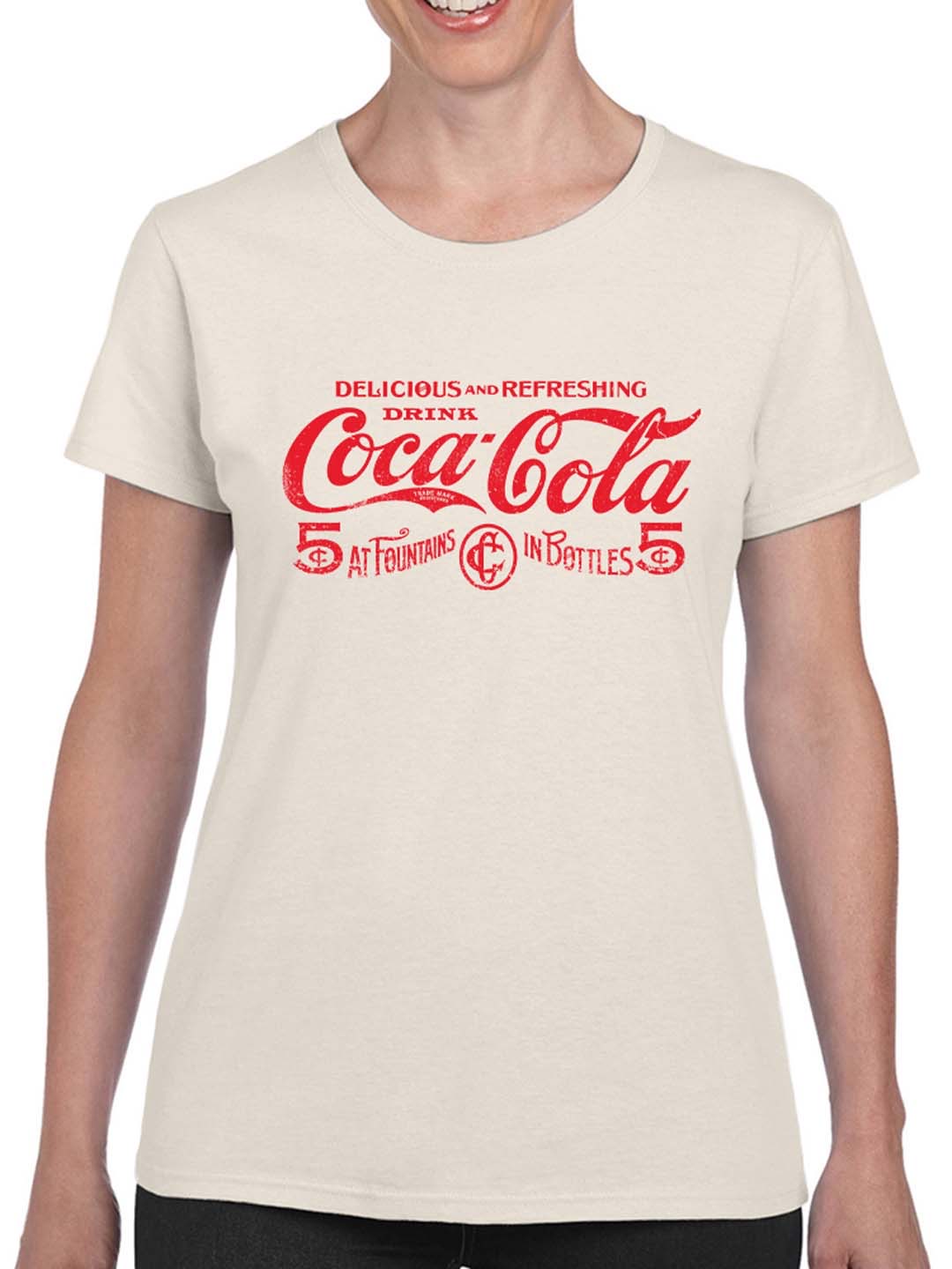 Officially Licensed Coca-Cola Logo Classic 5¢ Soda Fountain Women's T-shirt - Picture 5 of 6