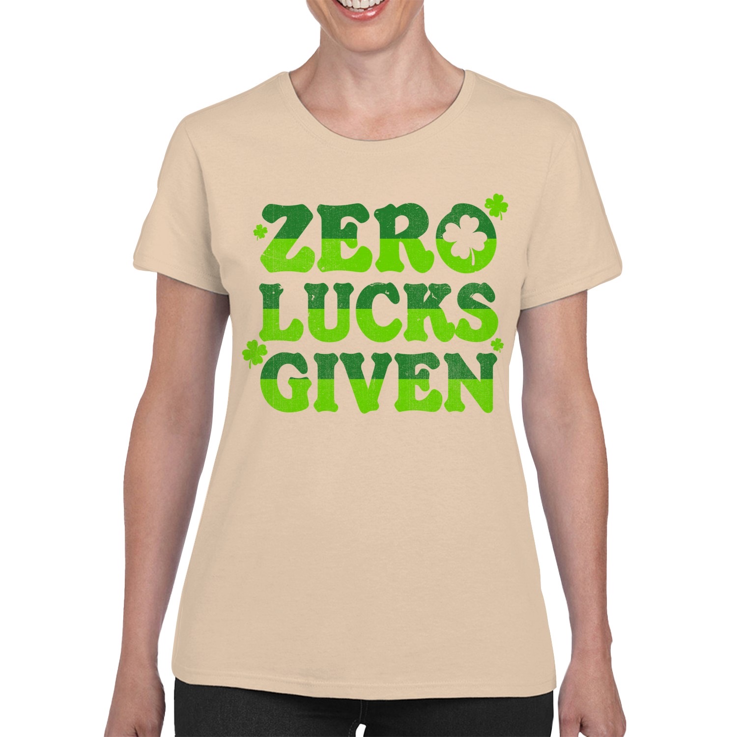 Zero Lucks Given Funny St. Patricks Day Shamrock Design Women's T-shirt - Picture 11 of 18