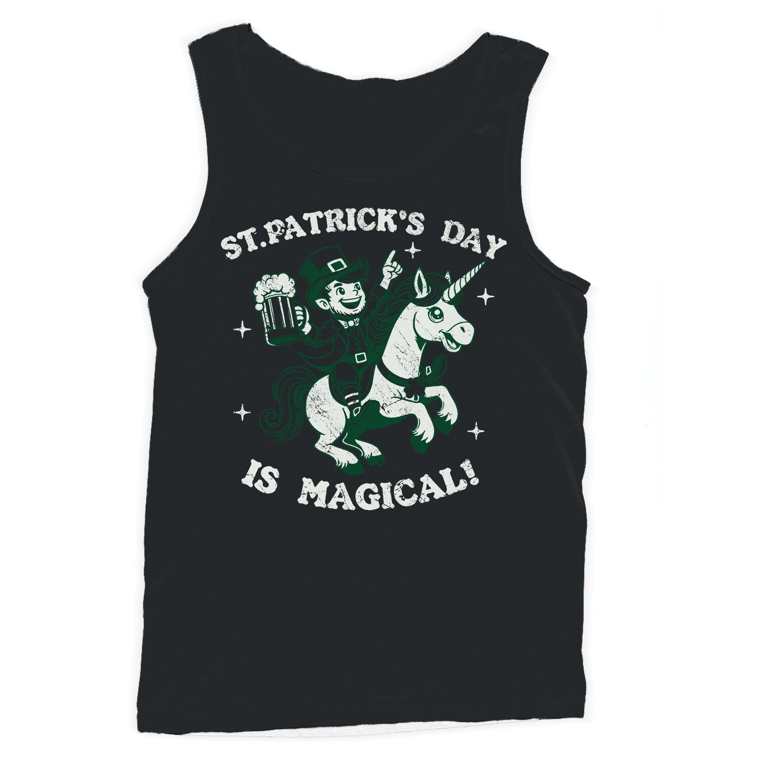 St. Patricks Day is Magical Leprechaun Riding a Unicorn Men’s Tank Top