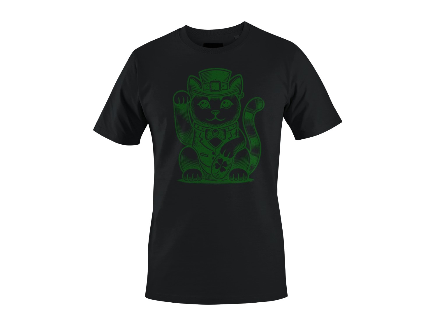 Lucky Maneki-Neko Cat in Leprechaun Hat St. Patricks Day Men’s T-shirt