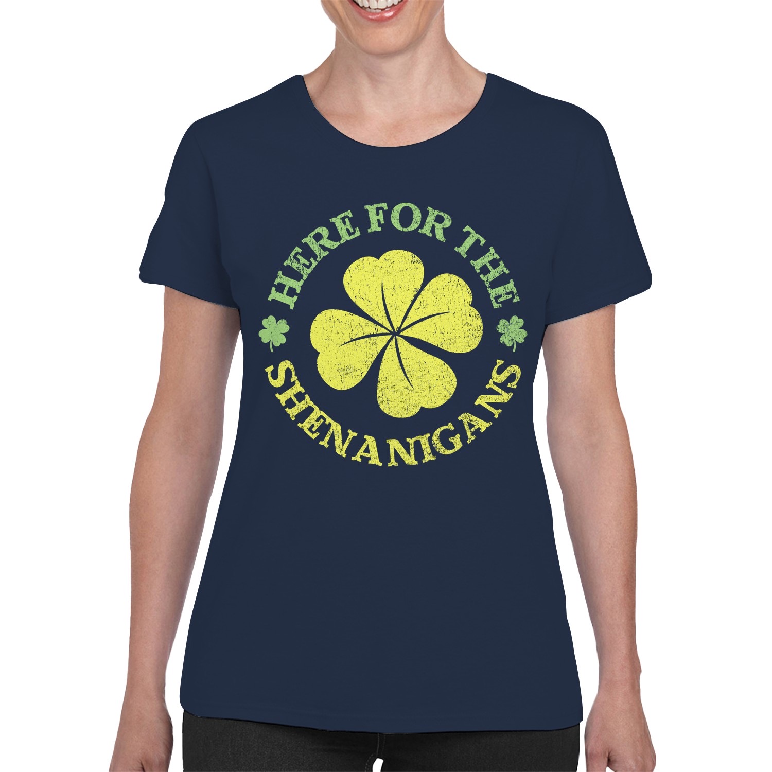 Here for the Shenanigans Fun St. Patricks Day Kleeblatt Damen T-Shirt - Bild 14 von 15