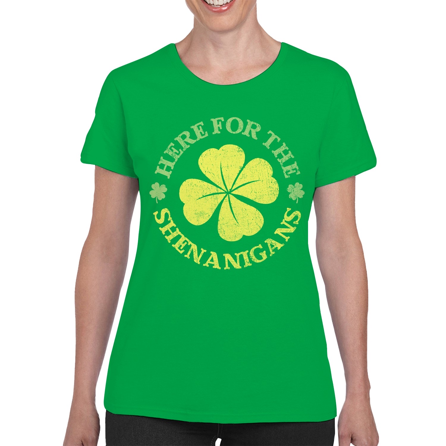 Here for the Shenanigans Fun St. Patricks Day Kleeblatt Damen T-Shirt - Bild 11 von 15