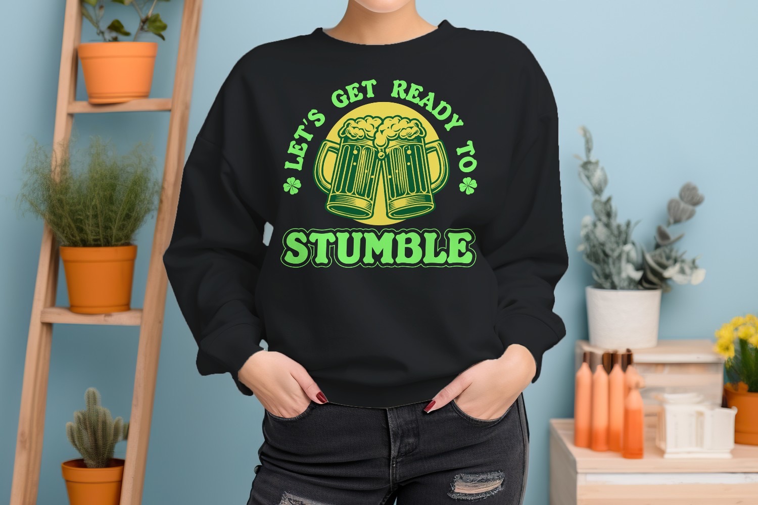 Sudadera para mujer Lets Get Ready to Stumble divertida diseño cerveza día de San Patricio - Imagen 5 de 18