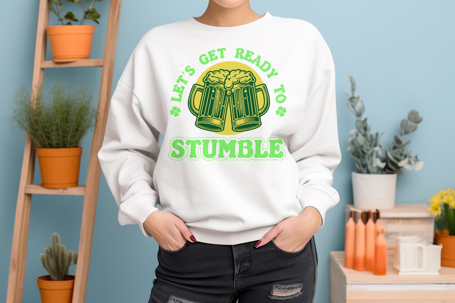 Sudadera para mujer Lets Get Ready to Stumble divertida diseño cerveza día de San Patricio - Imagen 17 de 18
