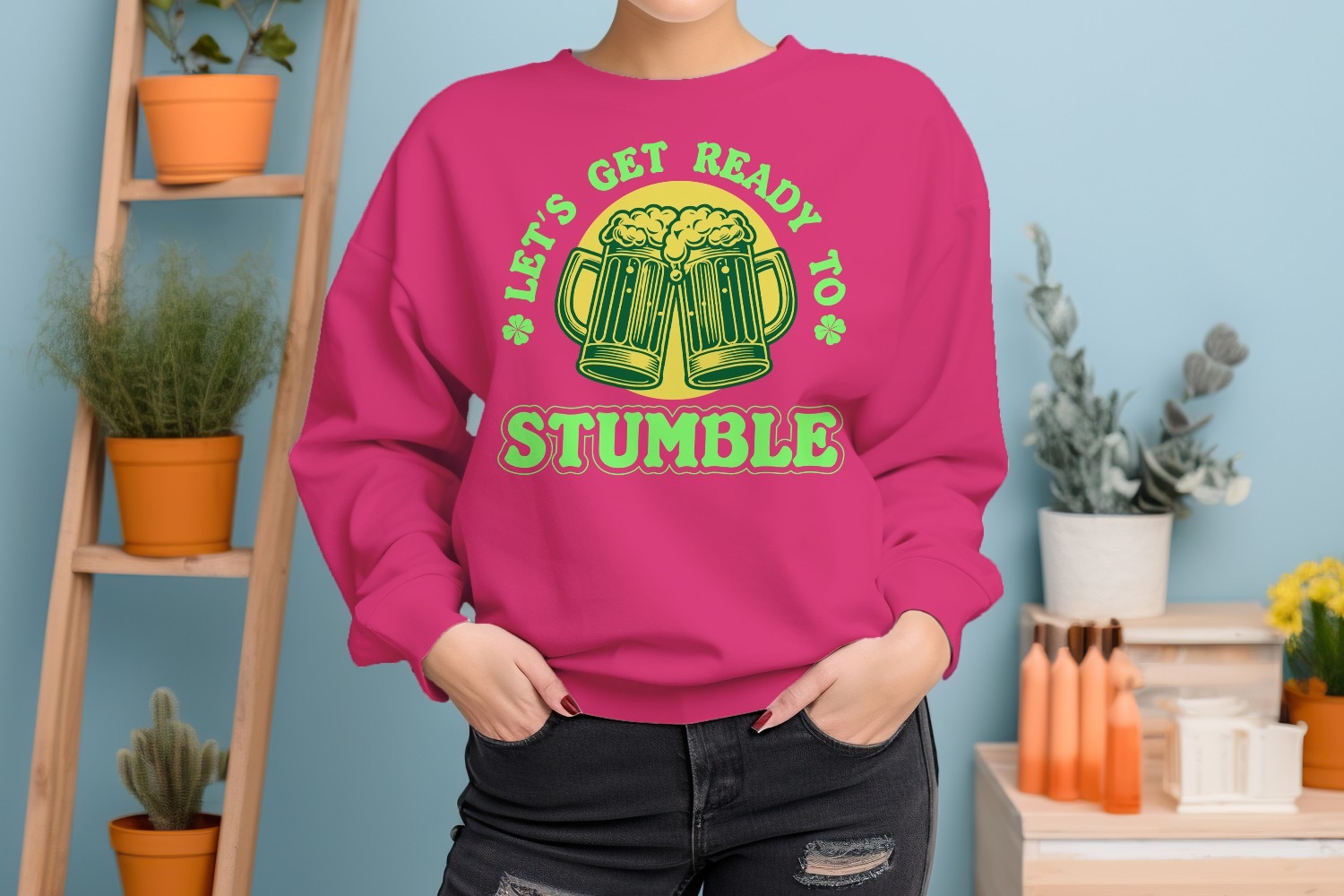 Sudadera para mujer Lets Get Ready to Stumble divertida diseño cerveza día de San Patricio - Imagen 11 de 18