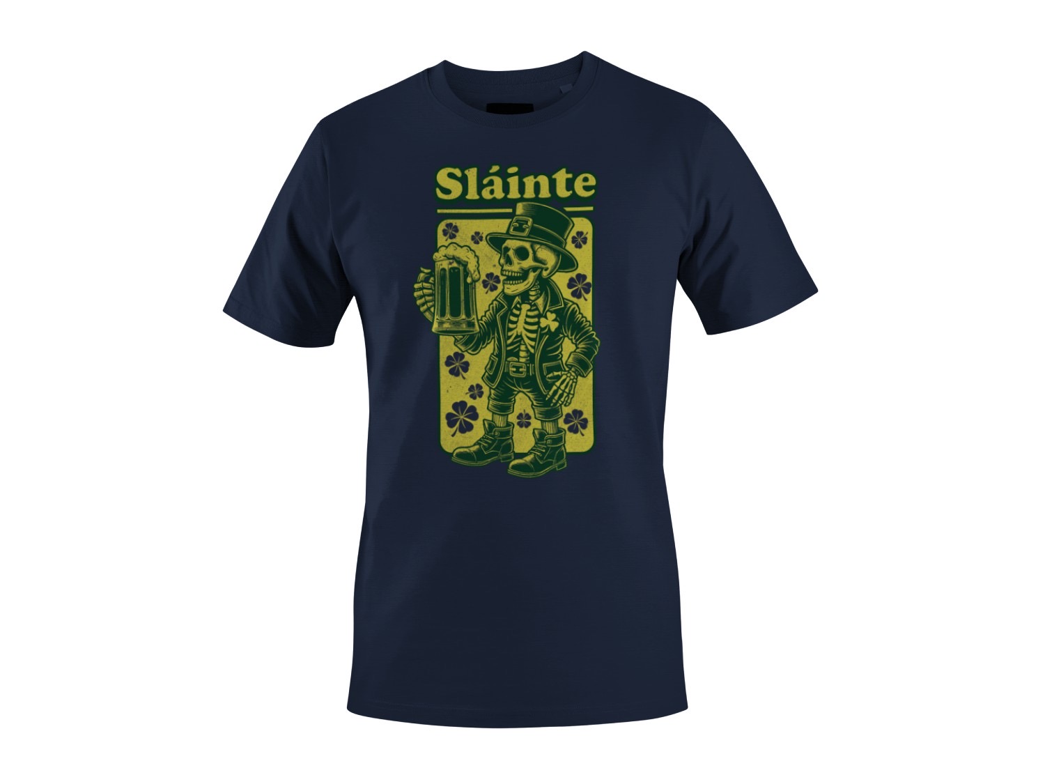 Slainte Skelett Kobold St. Patricks Day Cheers Design Herren T-Shirt - Bild 16 von 27