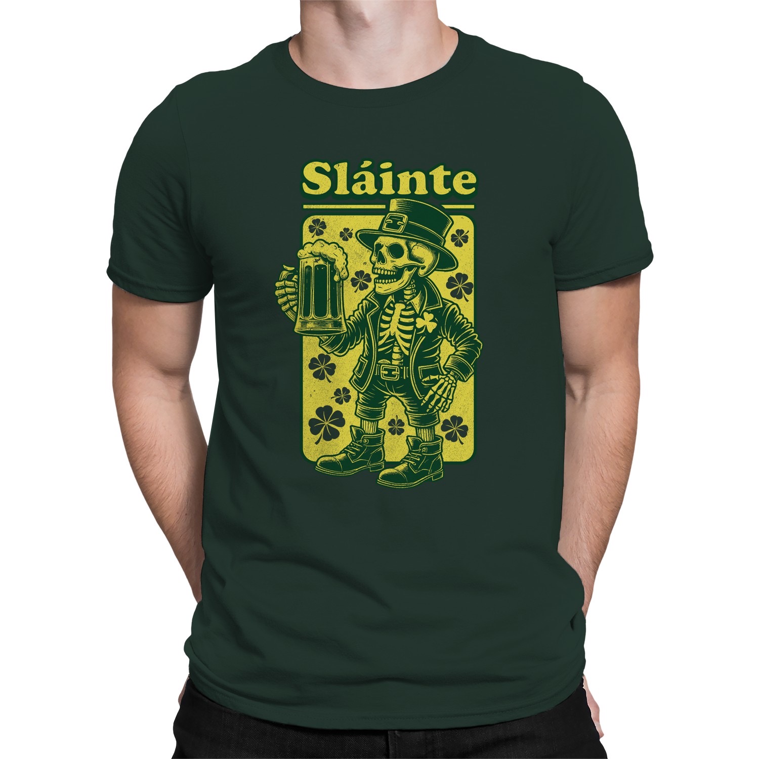Slainte Skelett Kobold St. Patricks Day Cheers Design Herren T-Shirt - Bild 11 von 27