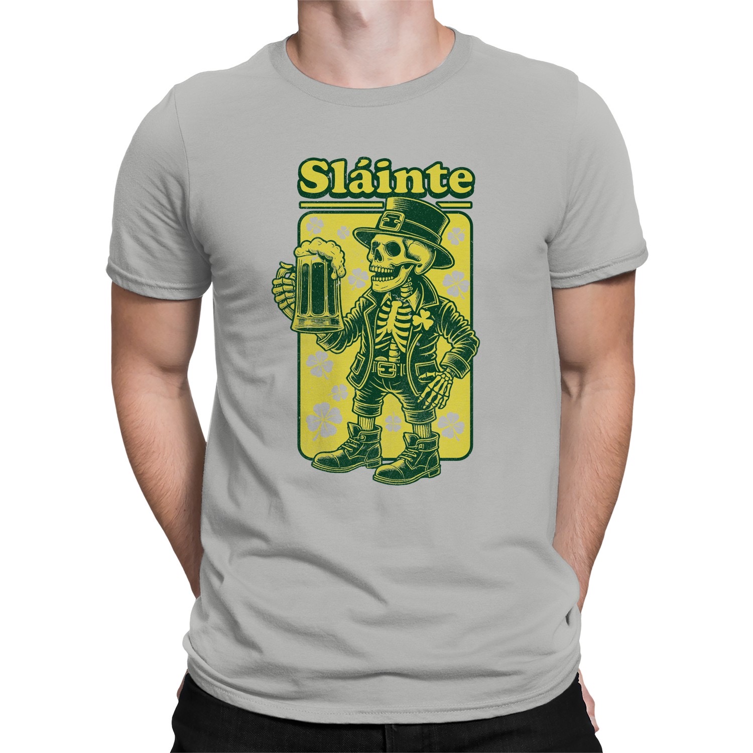 Slainte Skelett Kobold St. Patricks Day Cheers Design Herren T-Shirt - Bild 8 von 27