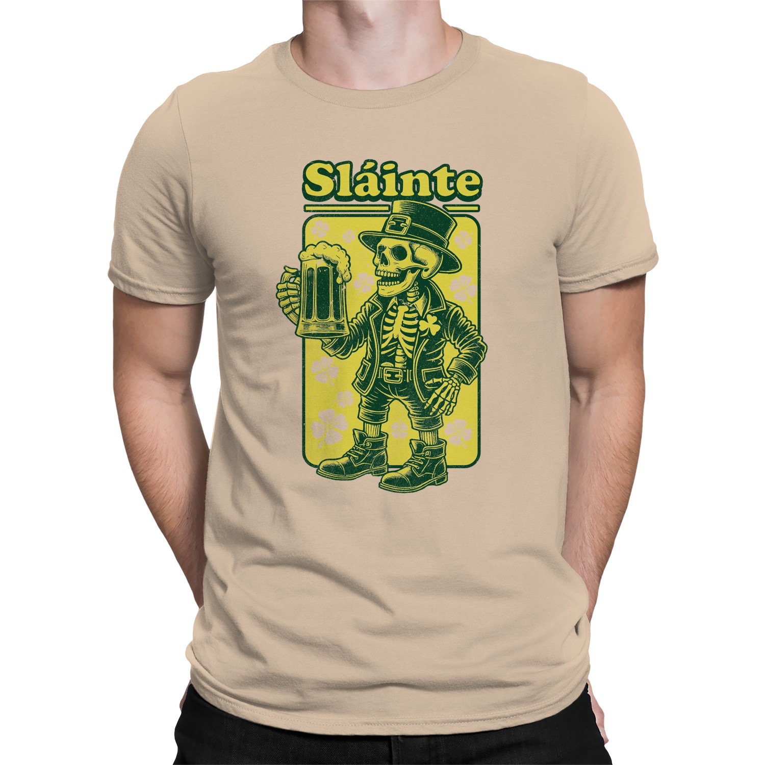 Slainte Skelett Kobold St. Patricks Day Cheers Design Herren T-Shirt - Bild 23 von 27