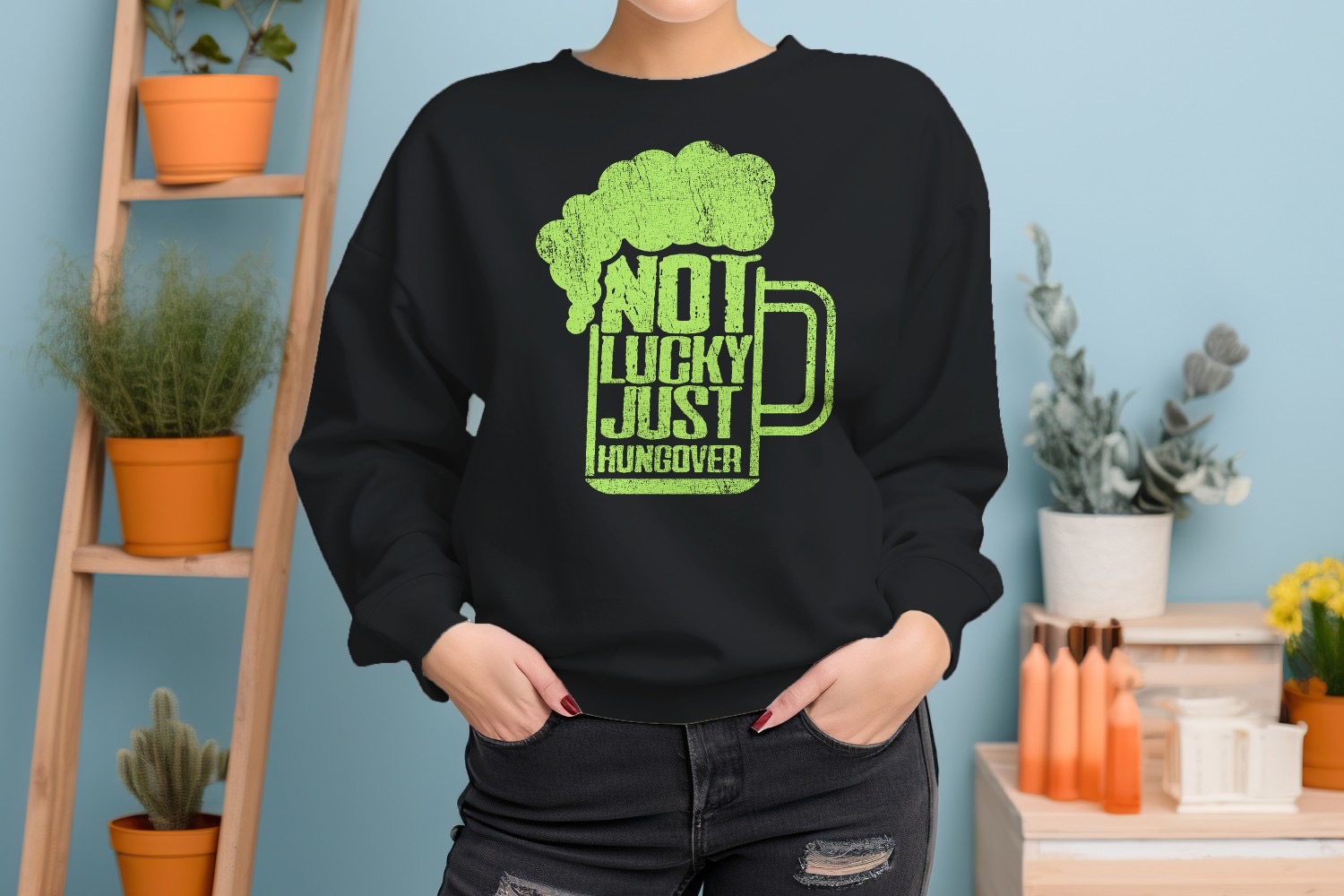 Lustiges Damen-Sweatshirt Not Lucky Just Hungover St. Patricks Day Bier Design - Bild 5 von 18