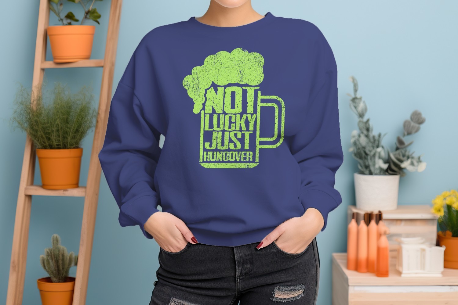 Lustiges Damen-Sweatshirt Not Lucky Just Hungover St. Patricks Day Bier Design - Bild 14 von 18