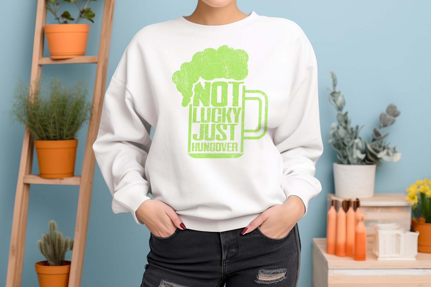 Lustiges Damen-Sweatshirt Not Lucky Just Hungover St. Patricks Day Bier Design - Bild 17 von 18