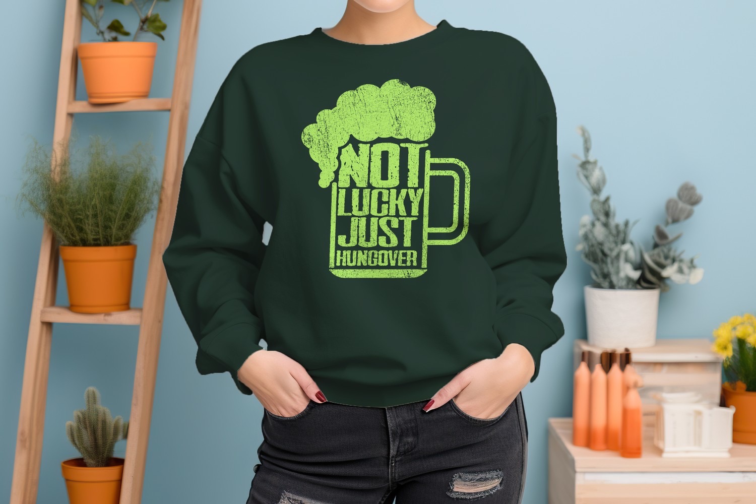 Lustiges Damen-Sweatshirt Not Lucky Just Hungover St. Patricks Day Bier Design - Bild 8 von 18