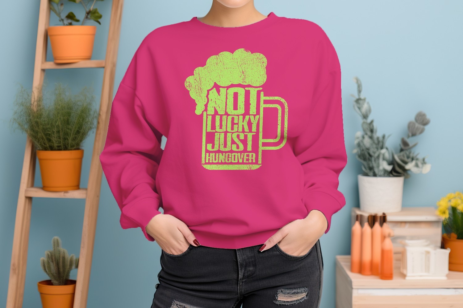Lustiges Damen-Sweatshirt Not Lucky Just Hungover St. Patricks Day Bier Design - Bild 11 von 18