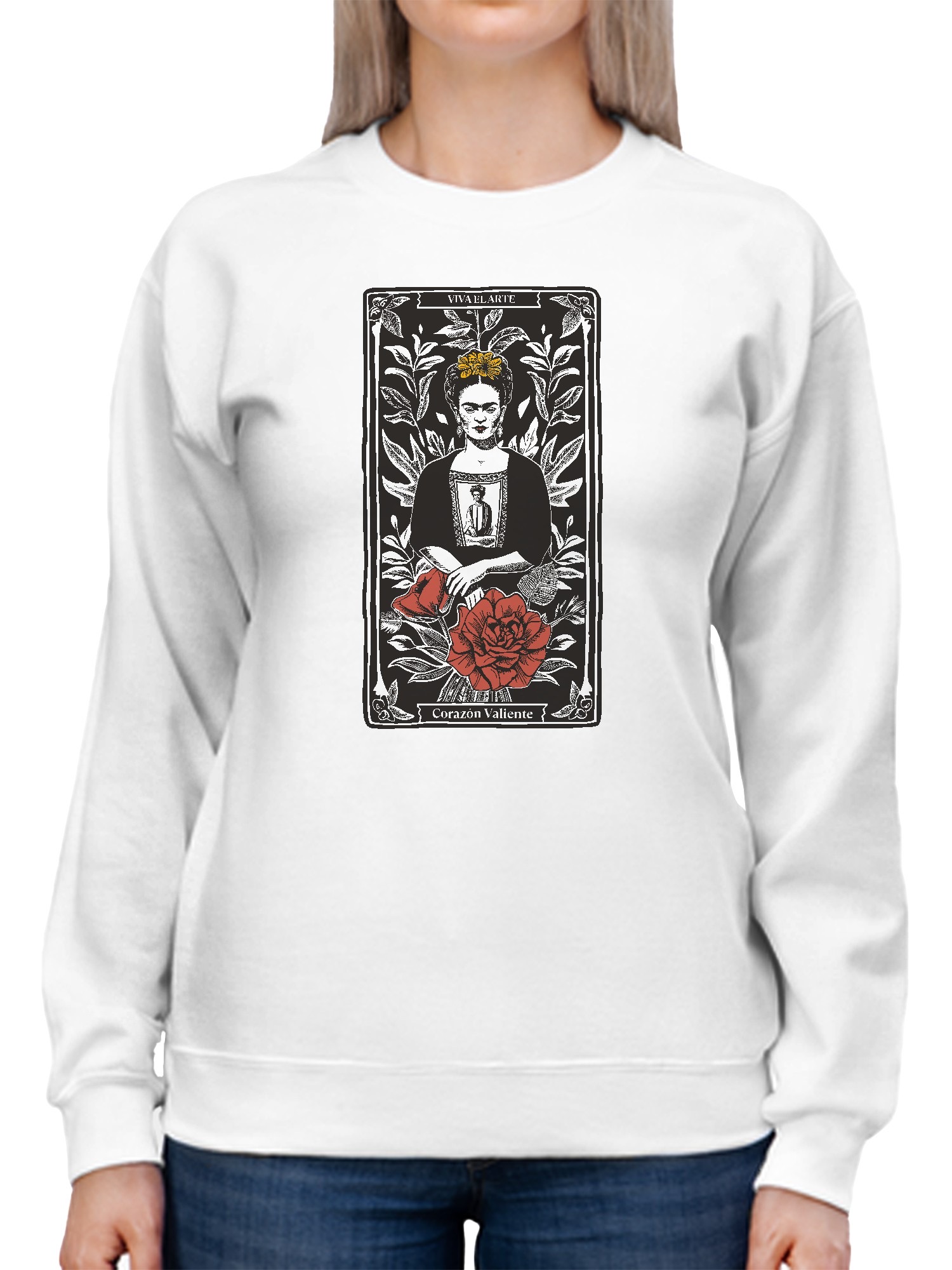 Frida Kahlo Artistic Tribute to a Brave Heart Women's Sweatshirt - Picture 11 of 12