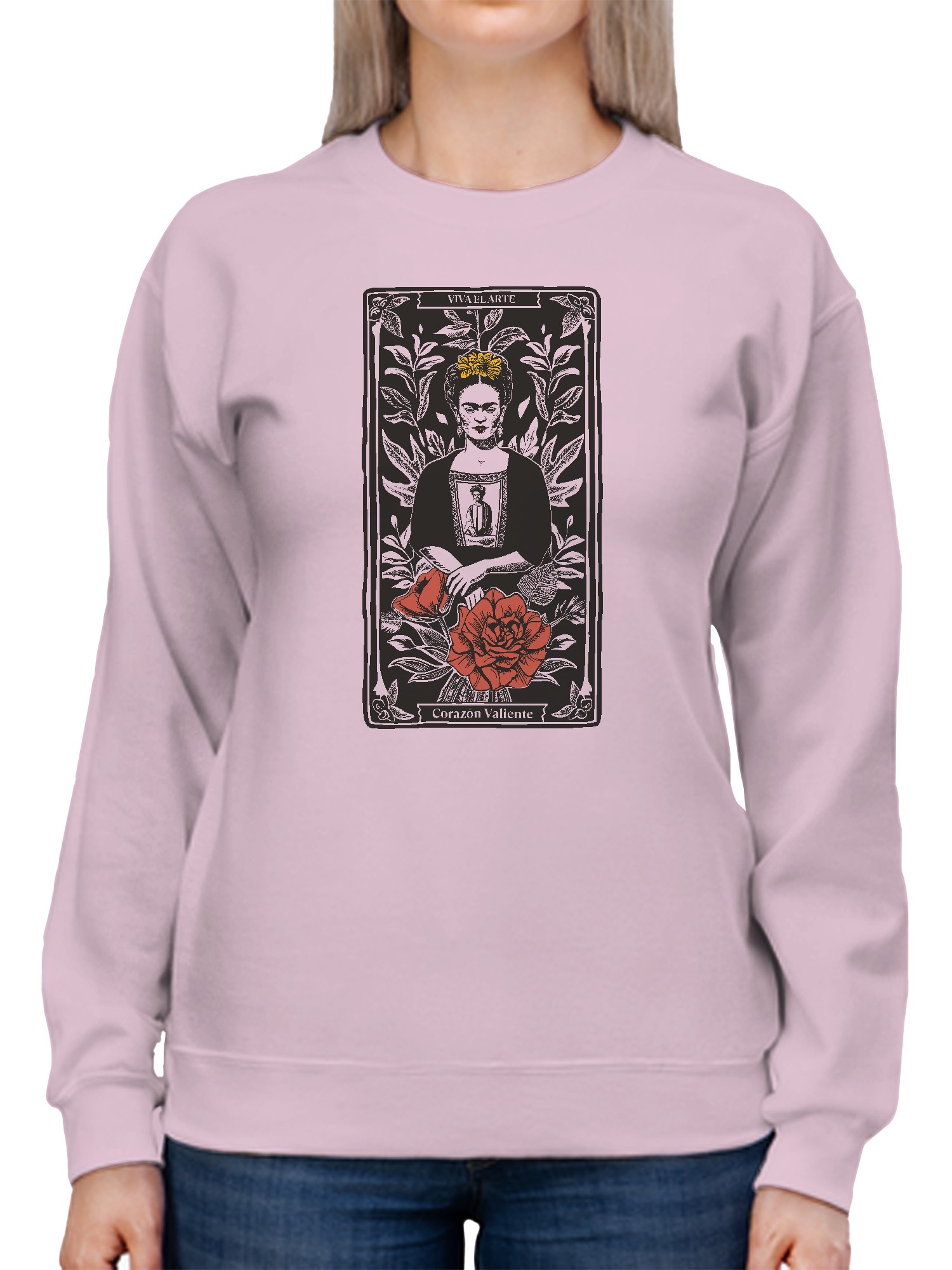 Frida Kahlo Artistic Tribute to a Brave Heart Women's Sweatshirt - Picture 5 of 12