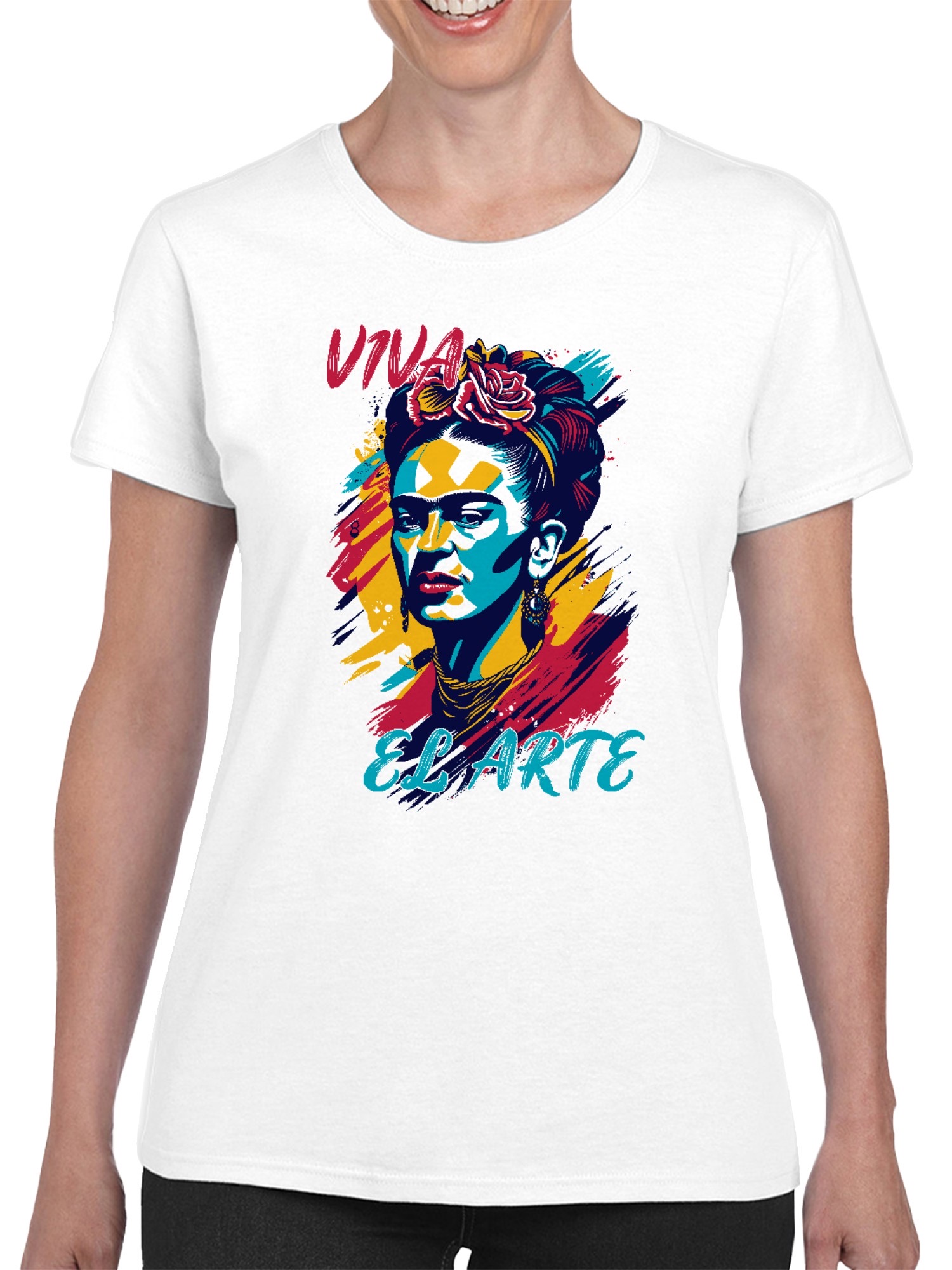 Frida Kahlo Vibrant Art Tribute Women's T-shirt - Picture 11 of 12