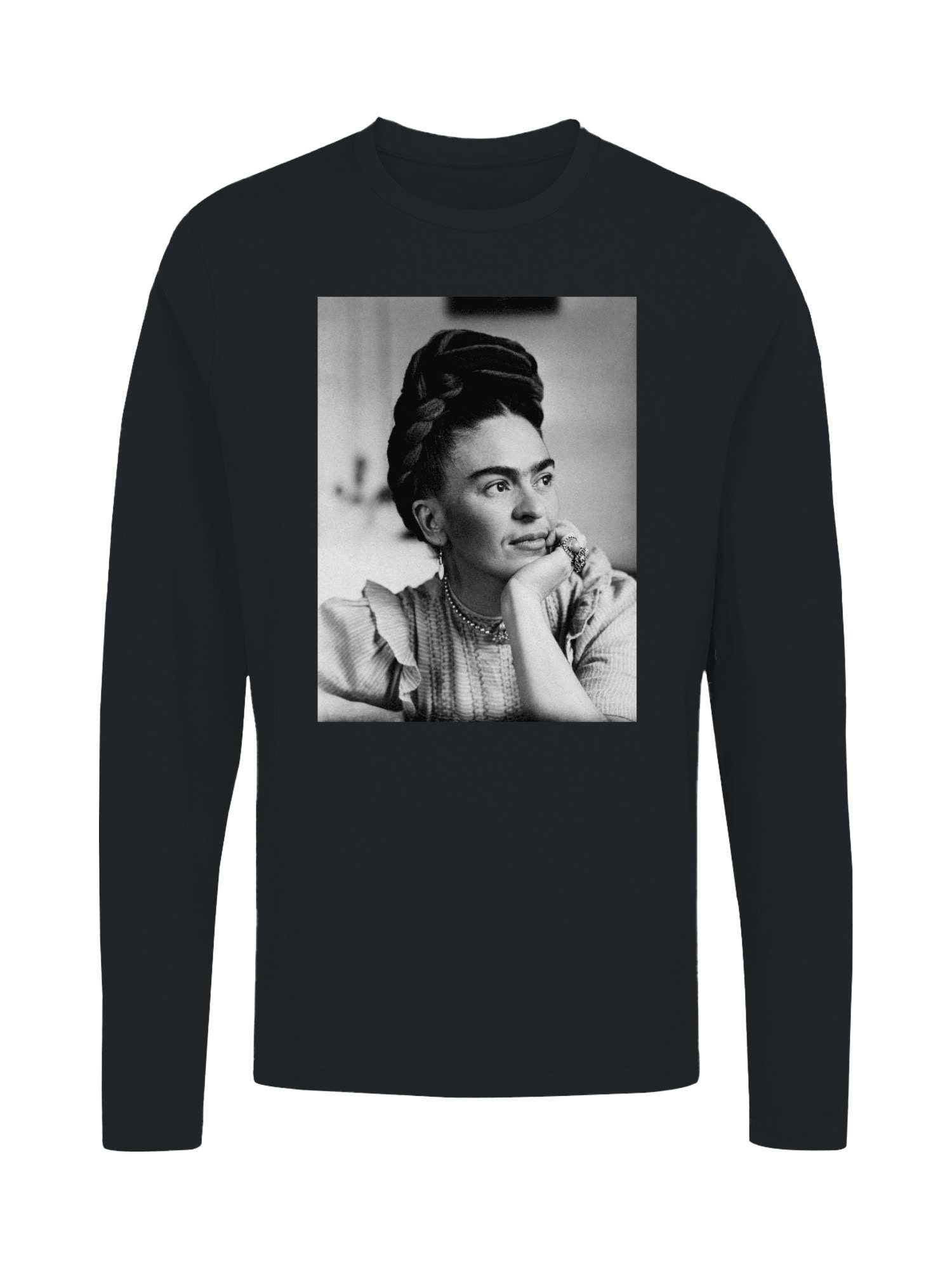 Frida Kahlo Reflective Portrait of a Woman with Braided Hair Women's Long Sleeve - Picture 4 of 15