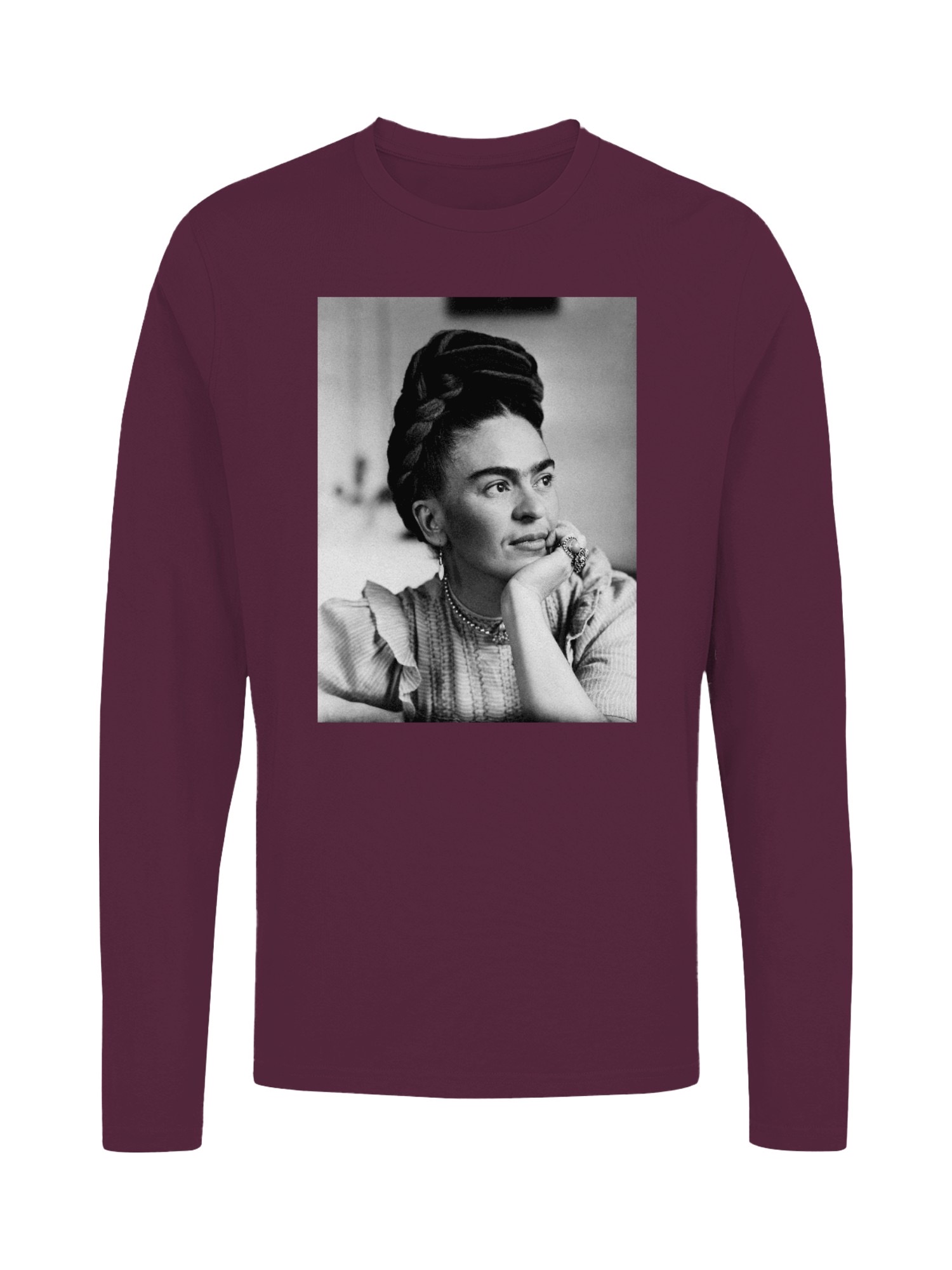 Frida Kahlo Reflective Portrait of a Woman with Braided Hair Women's Long Sleeve - Picture 7 of 15