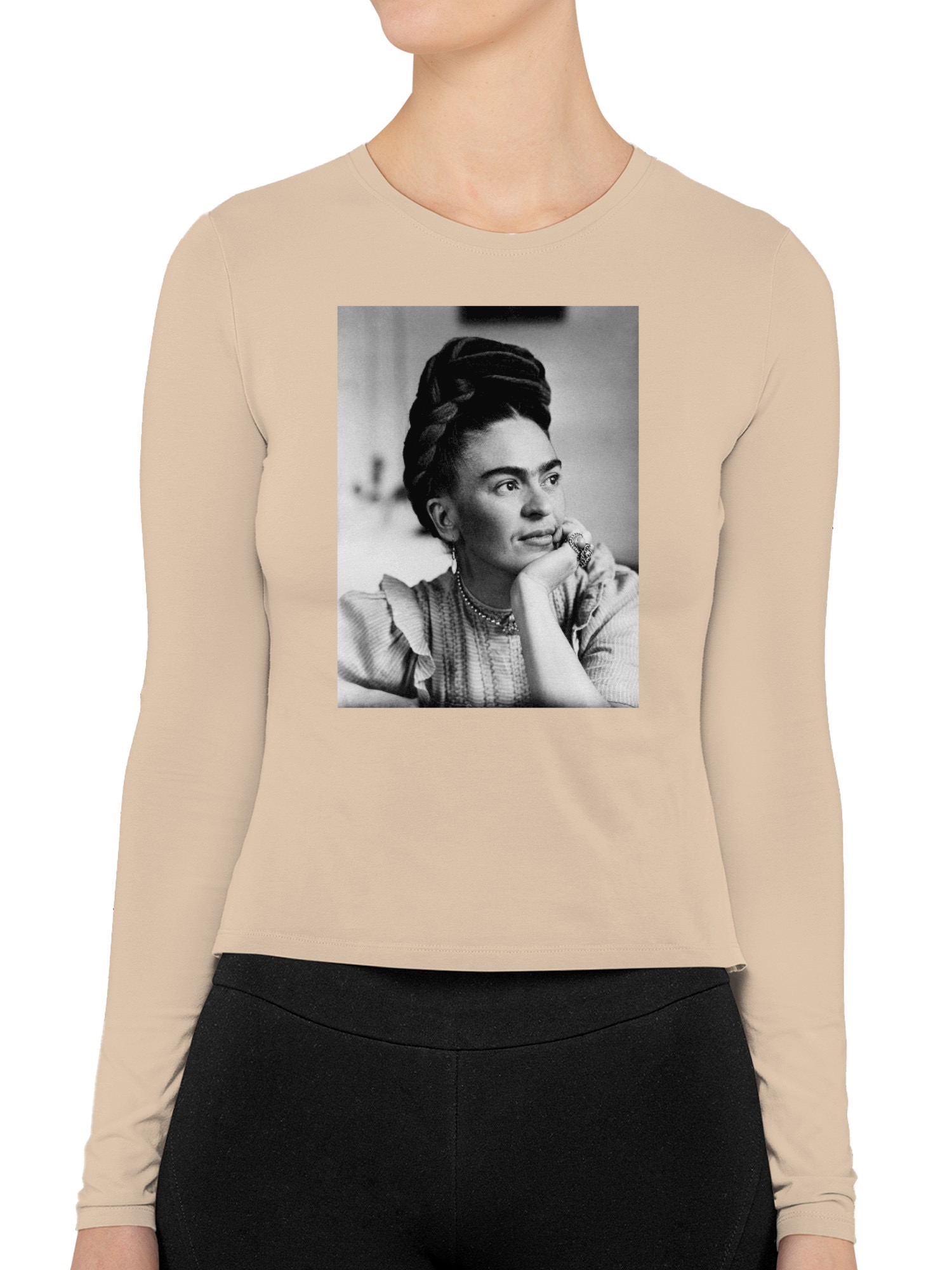 Frida Kahlo Reflective Portrait of a Woman with Braided Hair Women's Long Sleeve - Picture 11 of 15