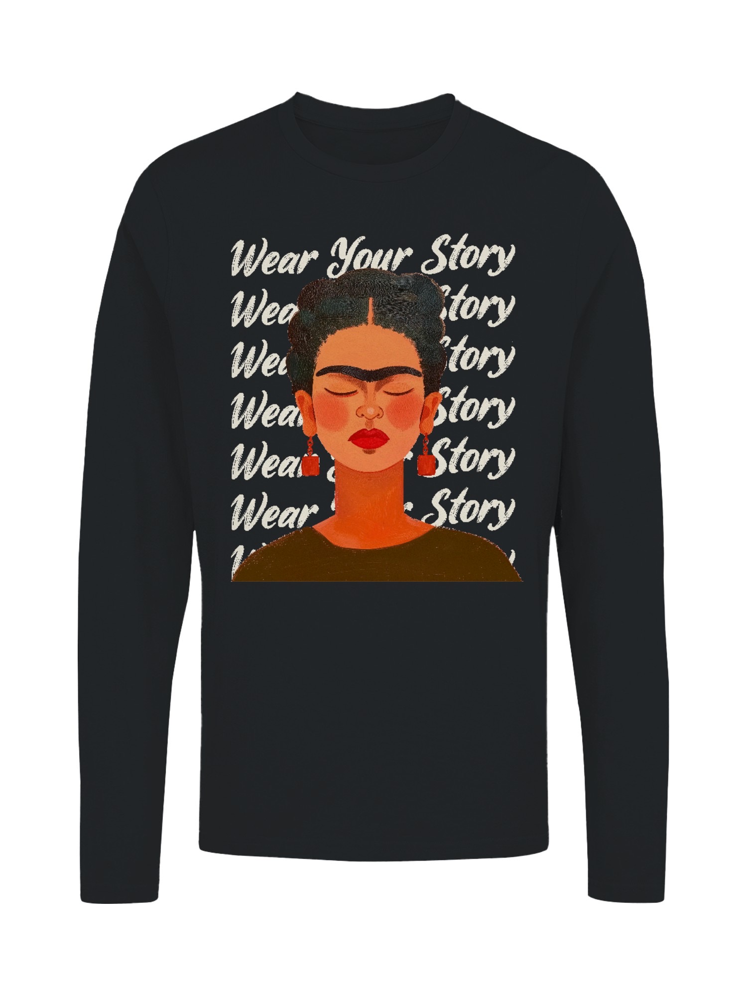 Frida Kahlo Embrace Your Narrative: A Colorful Portrait Women's Long Sleeve - Picture 4 of 12