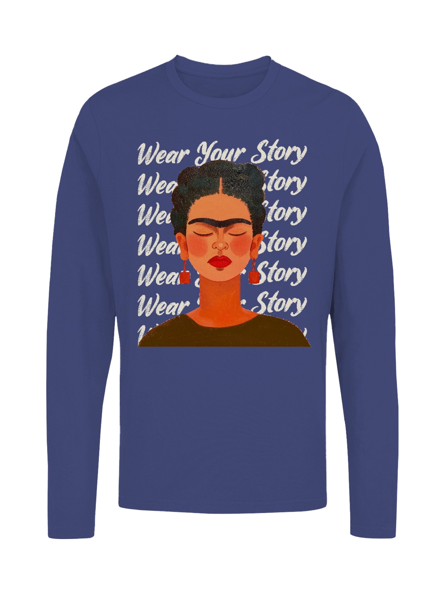 Frida Kahlo Embrace Your Narrative: A Colorful Portrait Women's Long Sleeve - Picture 10 of 12
