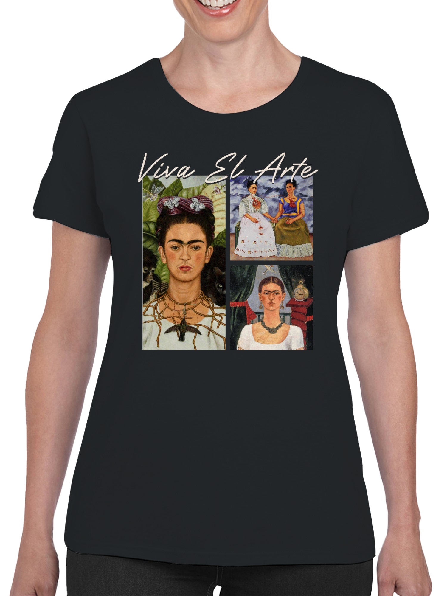 Frida Kahlo Viva El Arte: Celebrating Iconic Portraits Women's T-shirt - Picture 5 of 15
