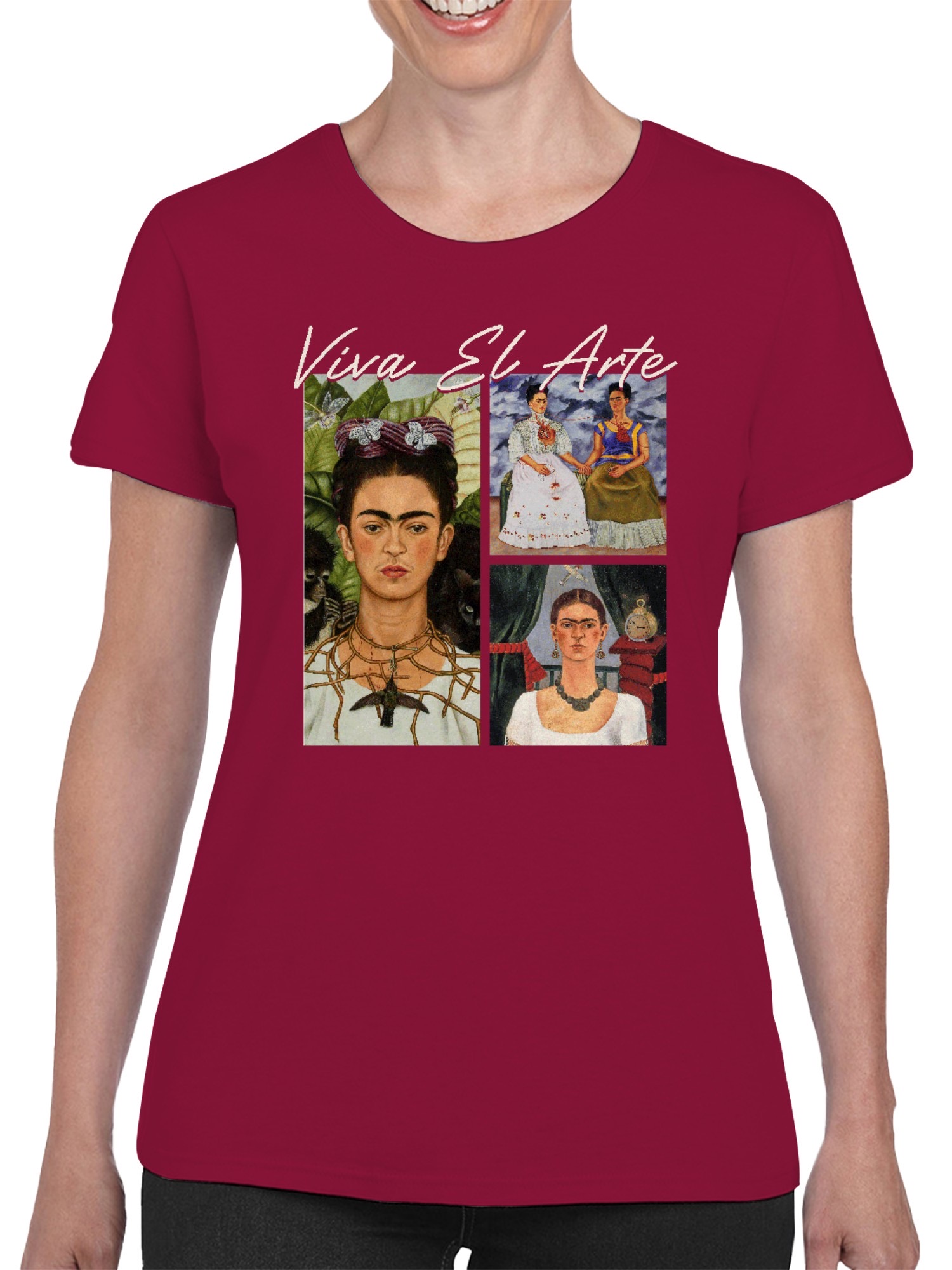 Frida Kahlo Viva El Arte: Celebrating Iconic Portraits Women's T-shirt - Picture 8 of 15