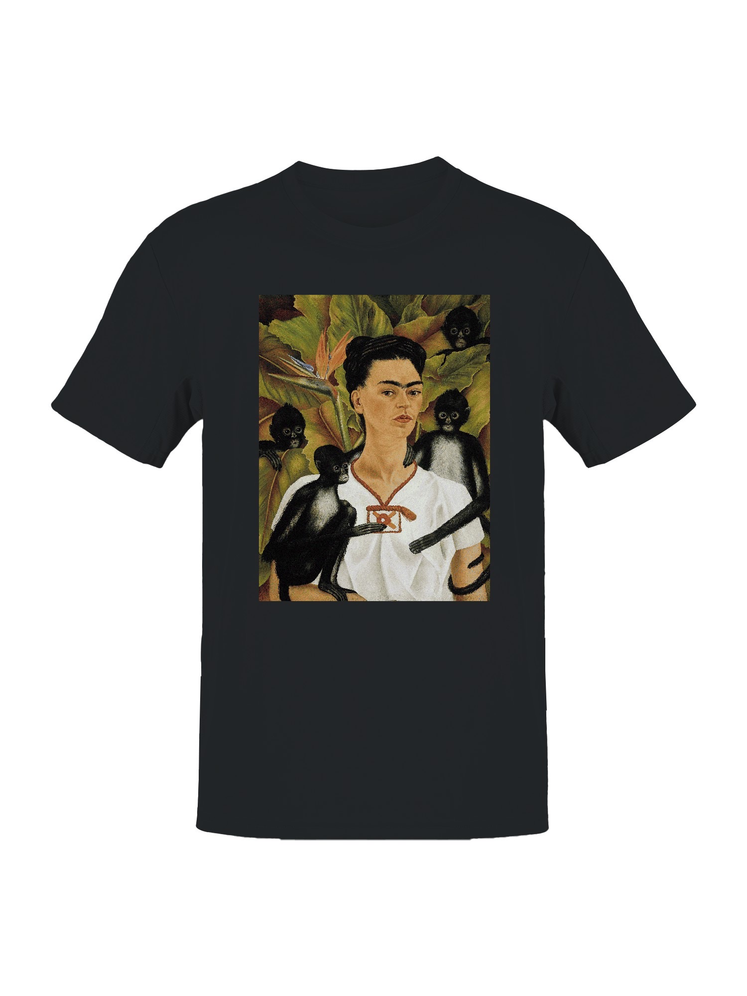 Camiseta para mujer Frida Kahlo mujer con monos en un entorno tropical - Imagen 4 de 15