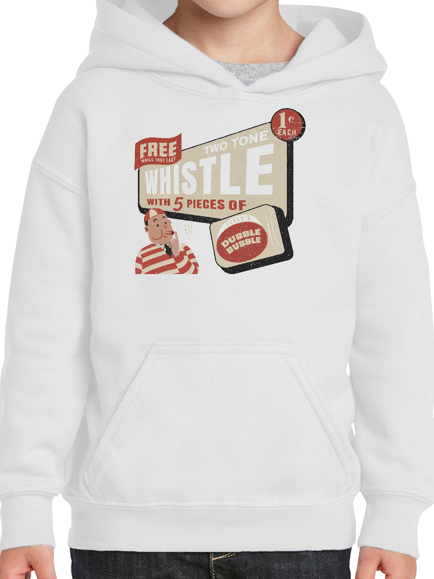 Officially Licensed Dubble Bubble Retro Whistle Ad Youth's Hoodie - Picture 8 of 9