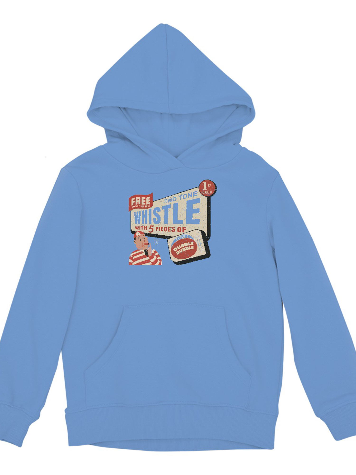 Officially Licensed Dubble Bubble Retro Whistle Ad Youth's Hoodie - Picture 4 of 9