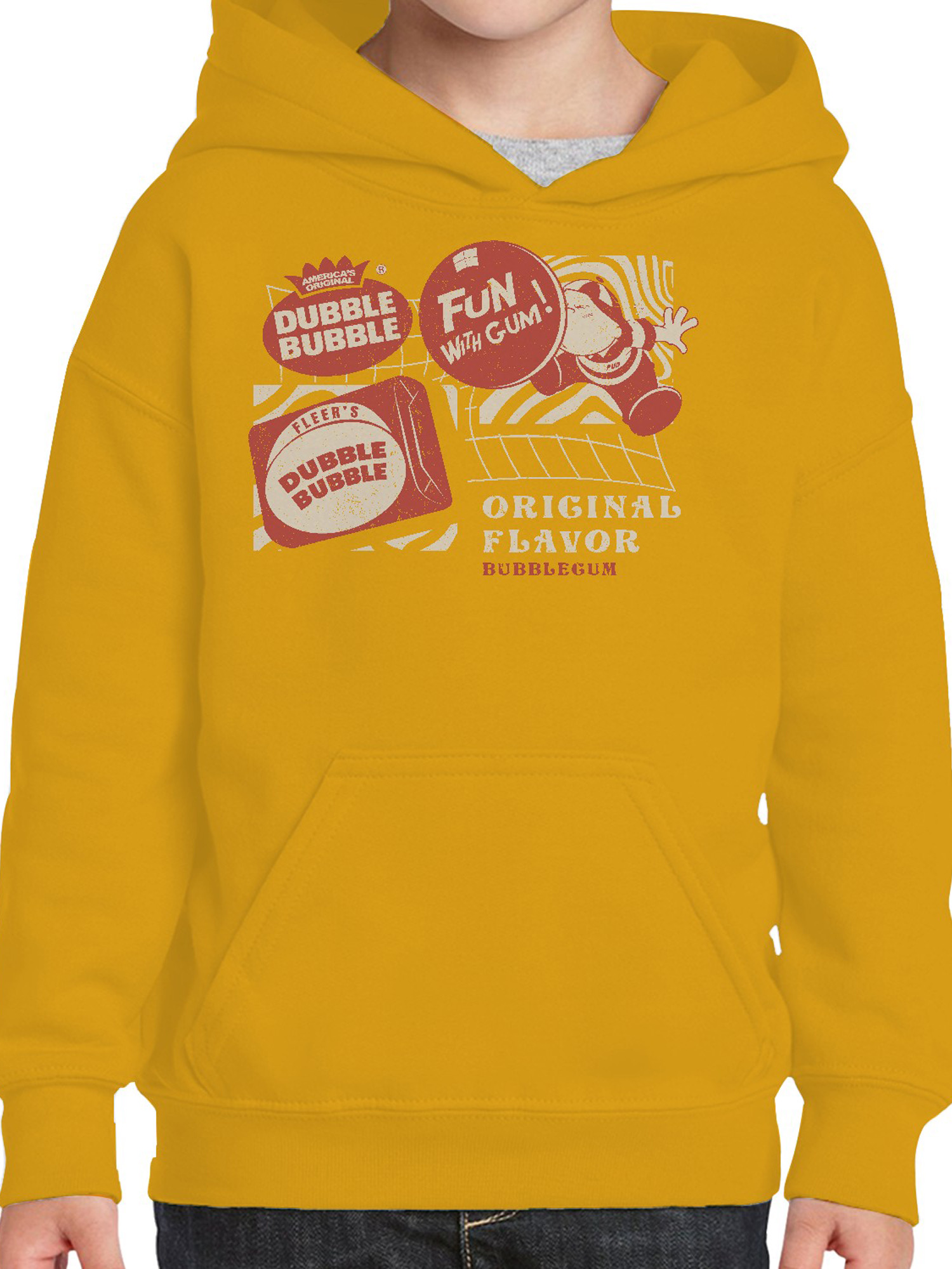 Officially Licensed Dubble Bubble Retro Gum Packaging Design Youth's Hoodie - Picture 11 of 12