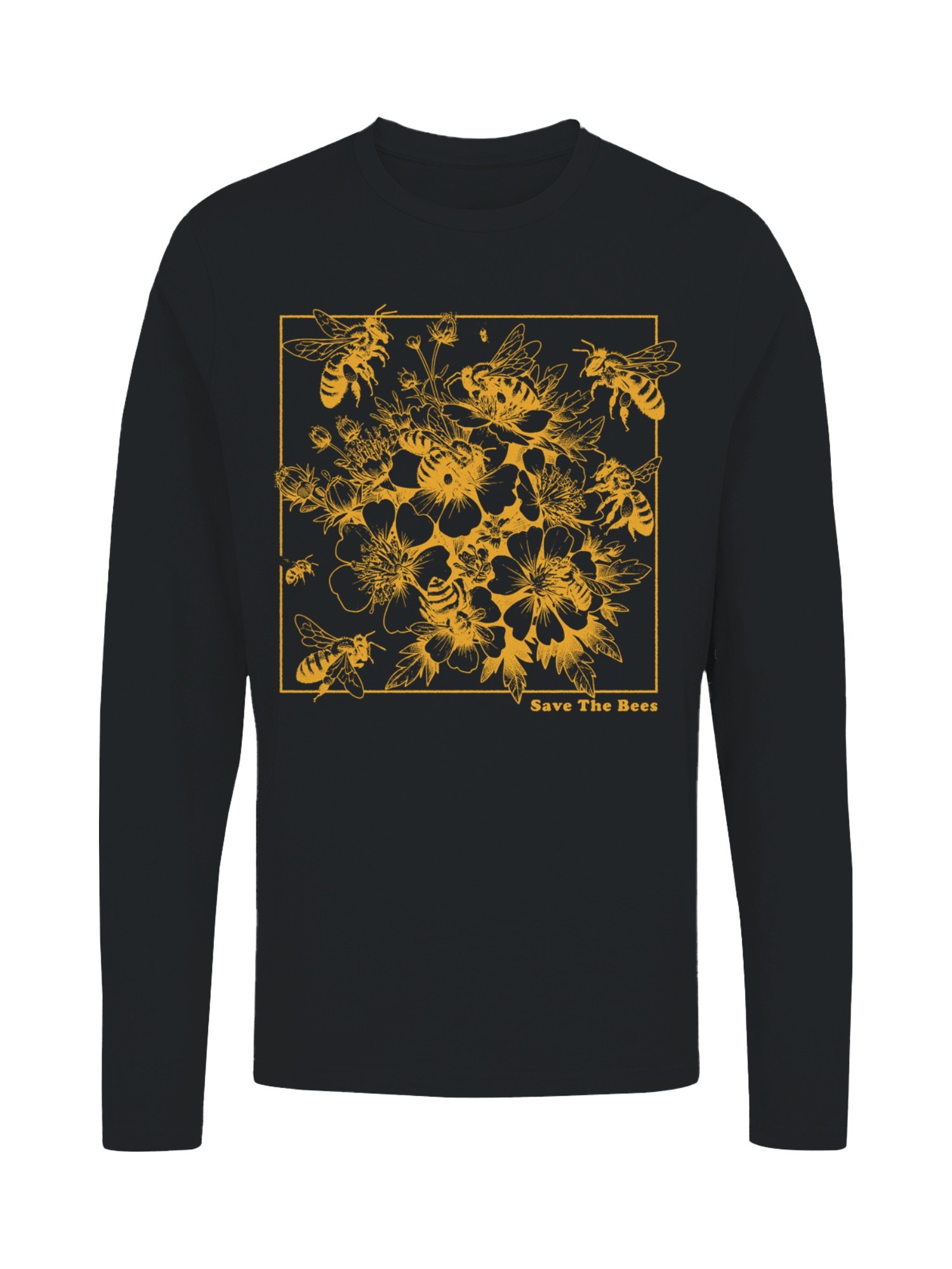 Save the Bees Floral Design Women's Long Sleeve - Picture 4 of 12