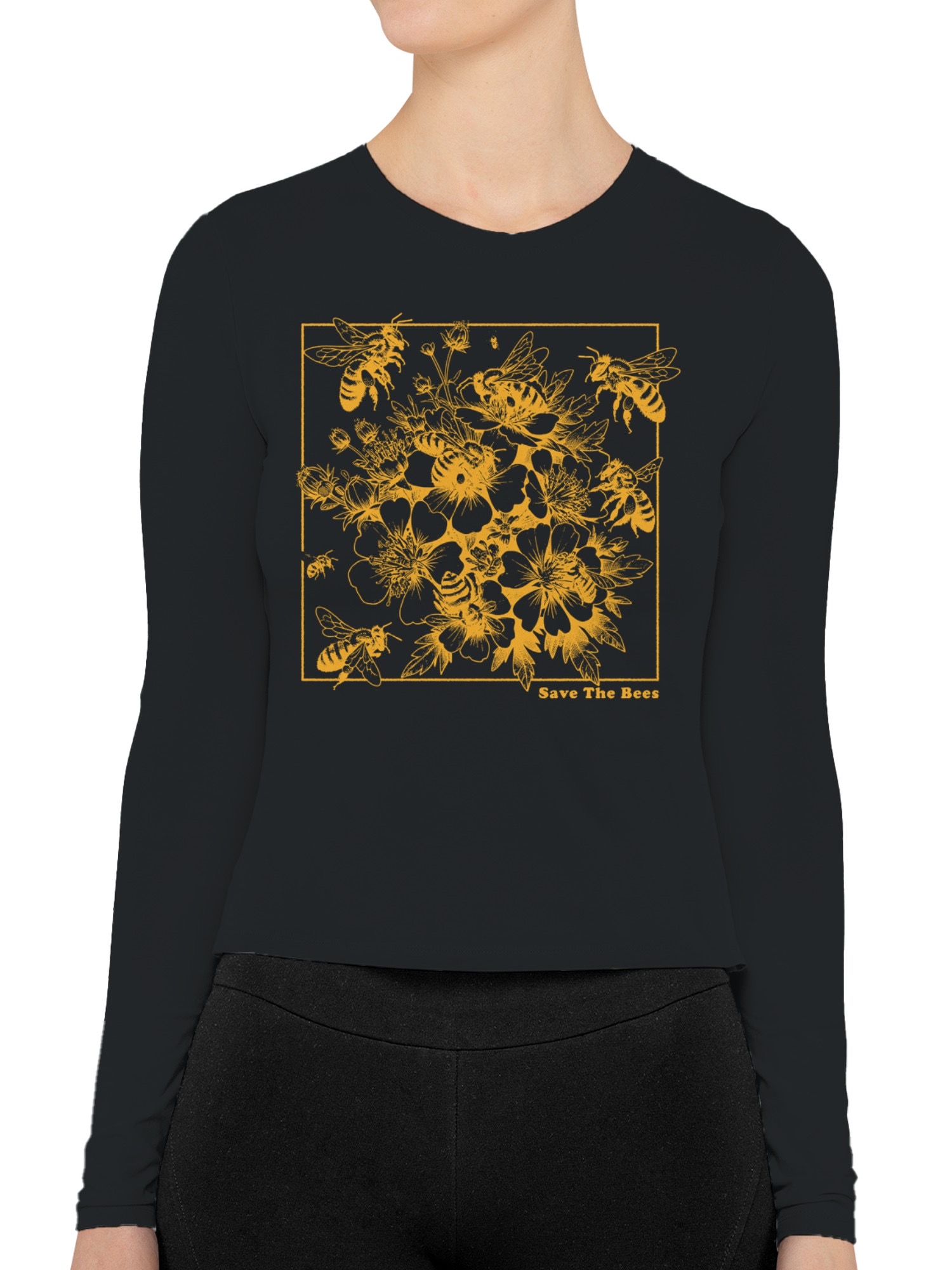 Save the Bees Floral Design Women's Long Sleeve - Picture 5 of 12