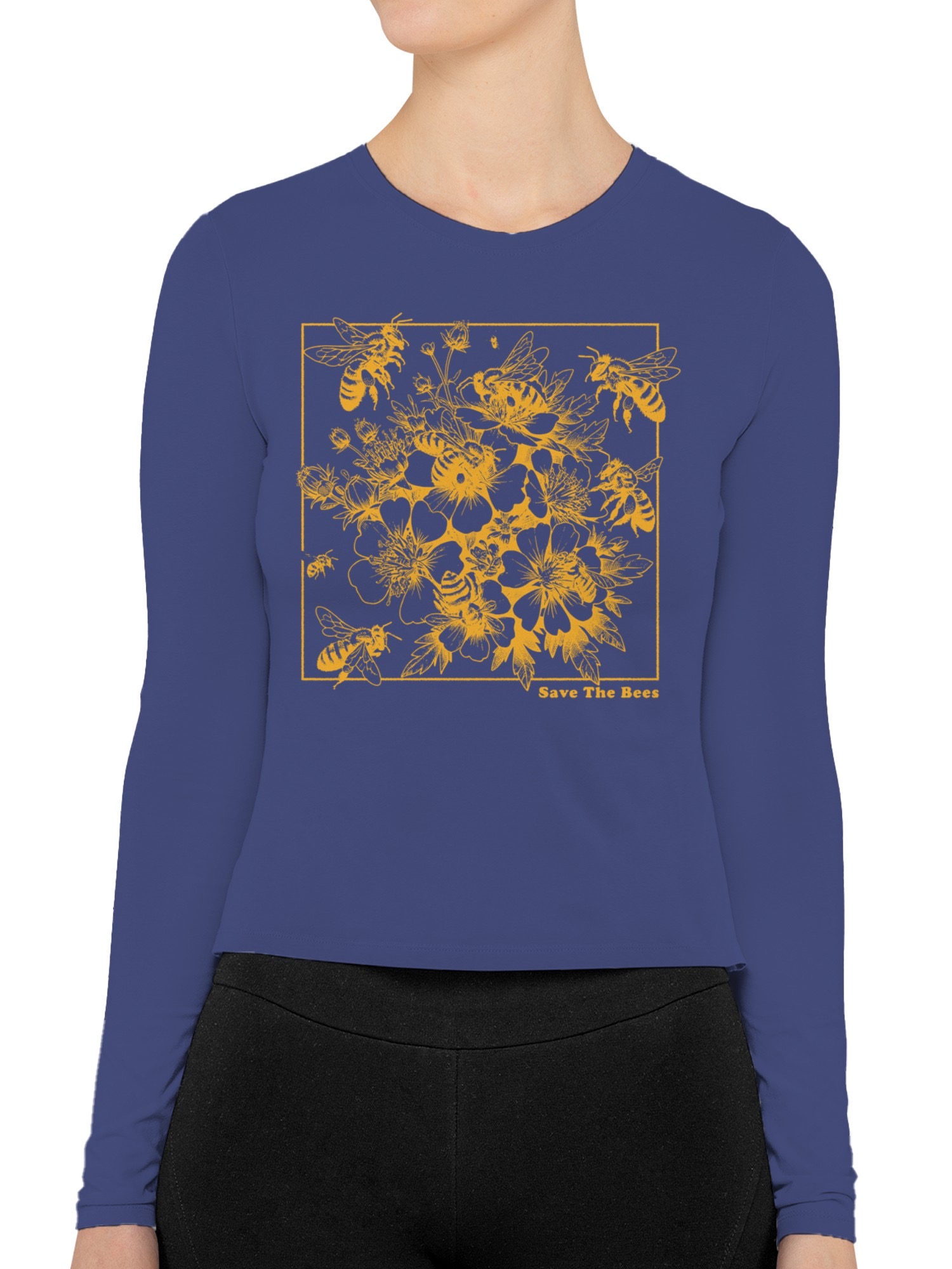 Save the Bees Floral Design Women's Long Sleeve - Picture 8 of 12