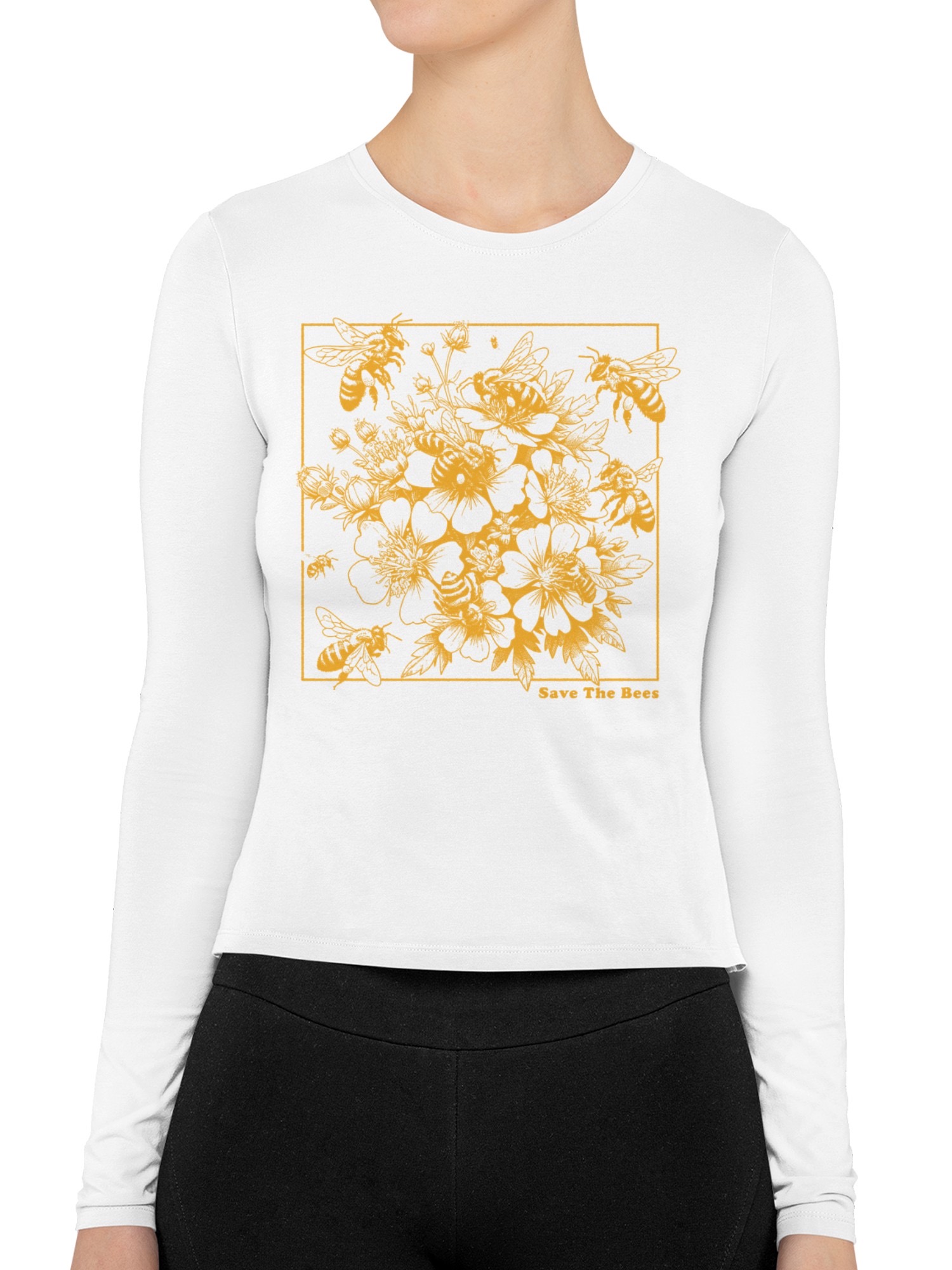 Save the Bees Floral Design Women's Long Sleeve - Picture 11 of 12