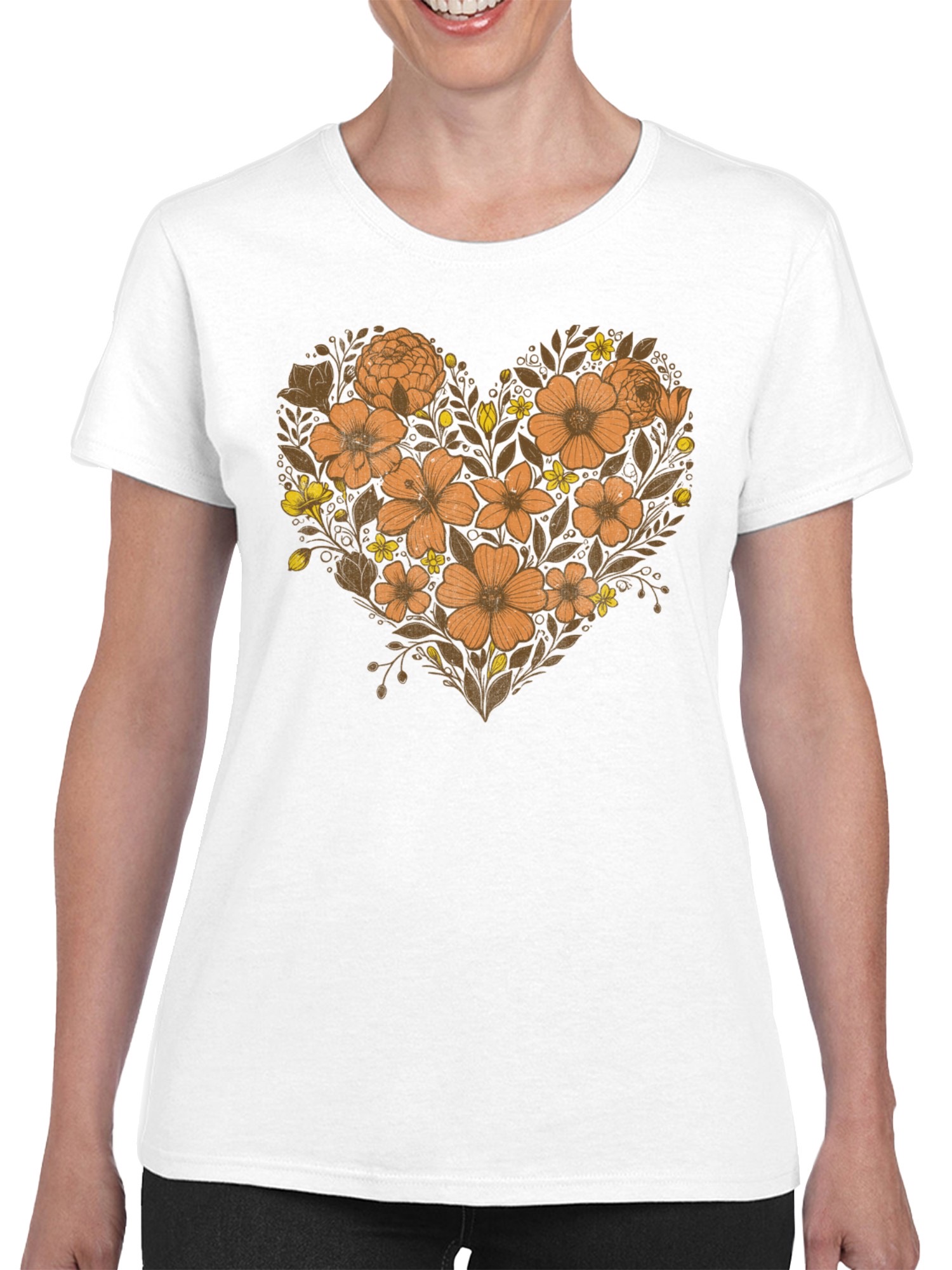 Planet - Camiseta para mujer con diseño de corazón floral - Imagen 14 de 15