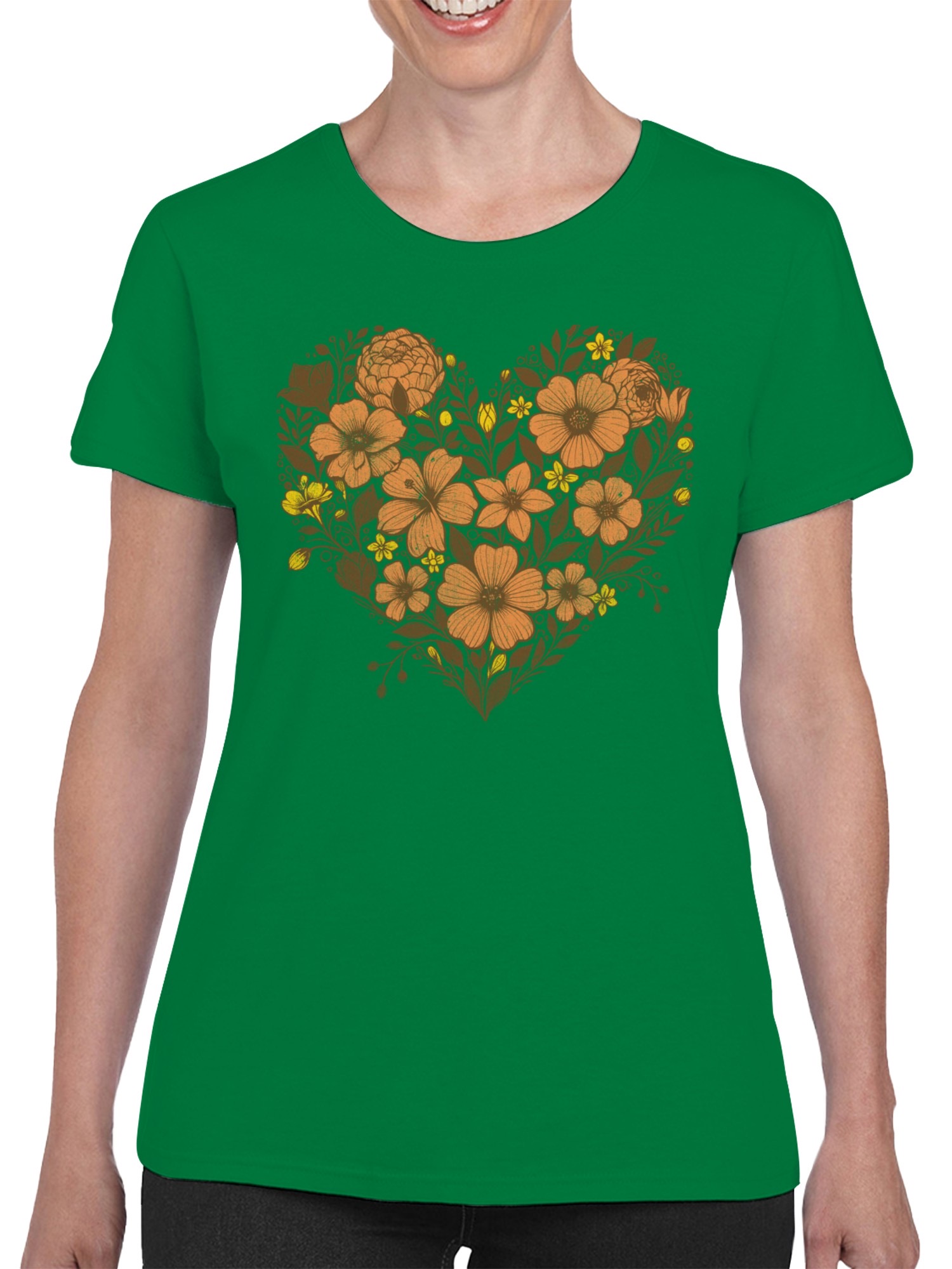 Planet - Camiseta para mujer con diseño de corazón floral - Imagen 11 de 15