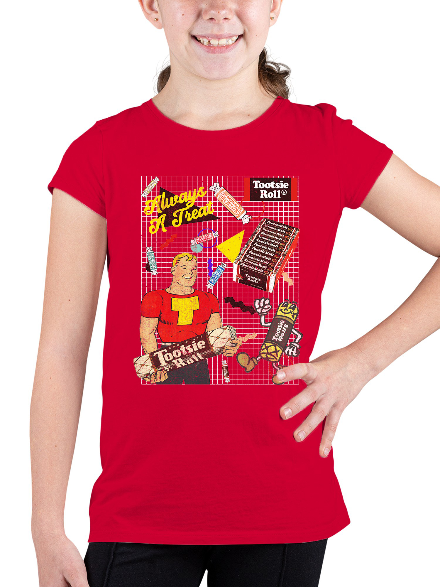 Officially Licensed Tootsie Roll Vintage Advertisement Collage Youth's T-shirt - Picture 8 of 12