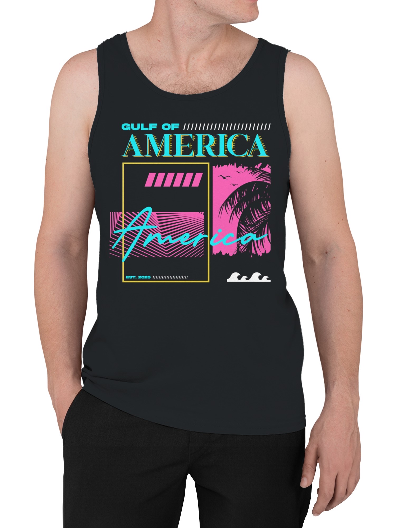 Vibrant Gulf Coast Vibes Men's Tank Top - Picture 5 of 6