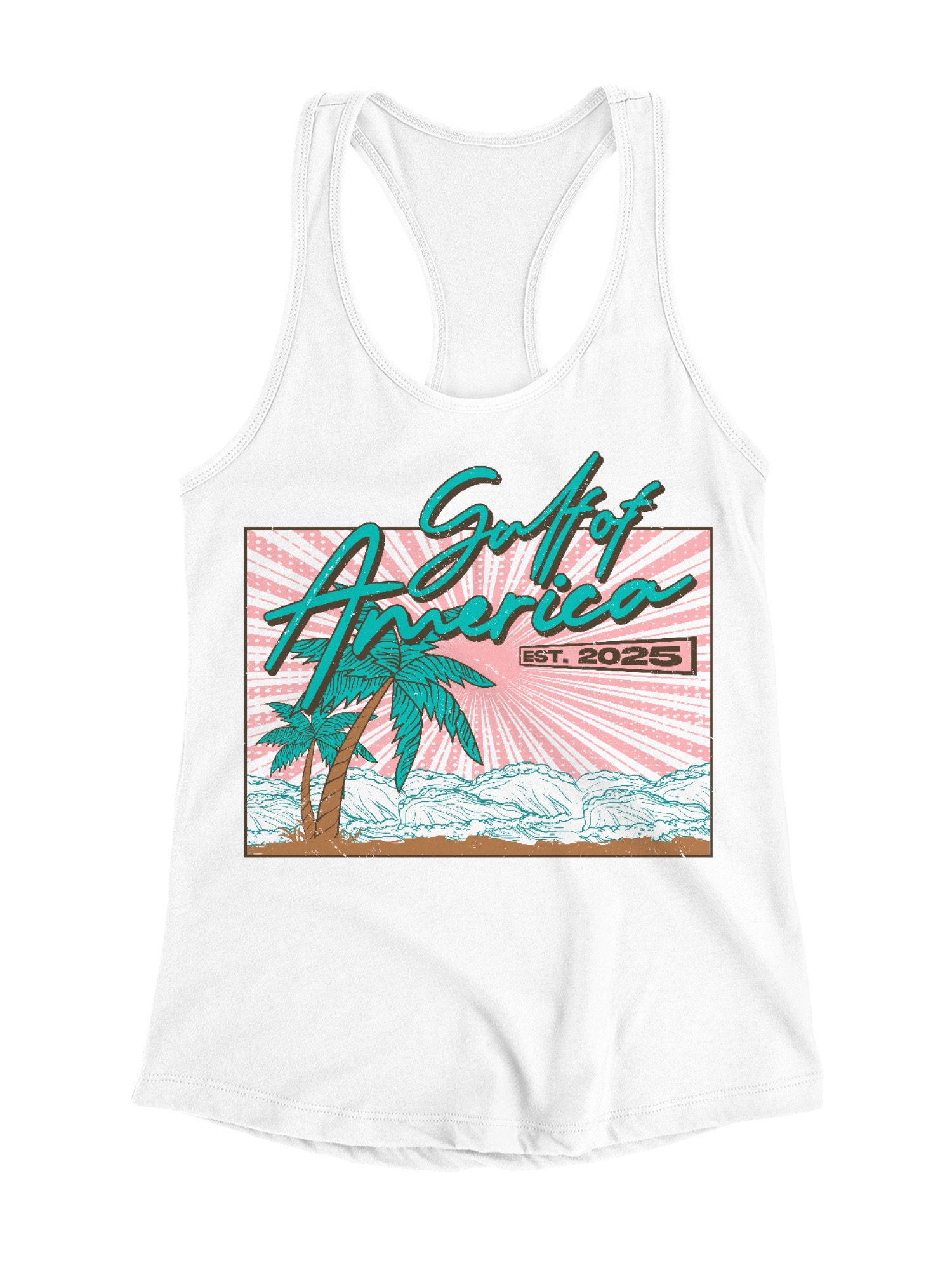 Camiseta sin mangas para mujer Vibrant Retro Coastal Design espalda deportiva - Imagen 4 de 6