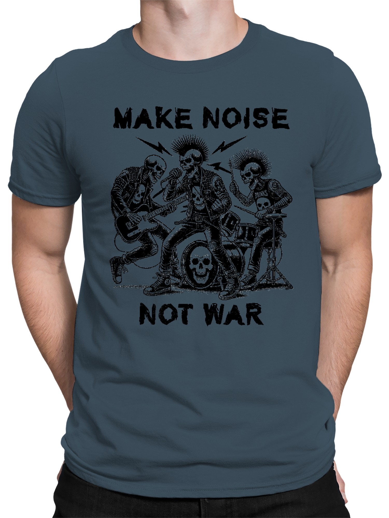 Camiseta para hombre Skulls Rocking Punk Band Illustration - Imagen 5 de 12